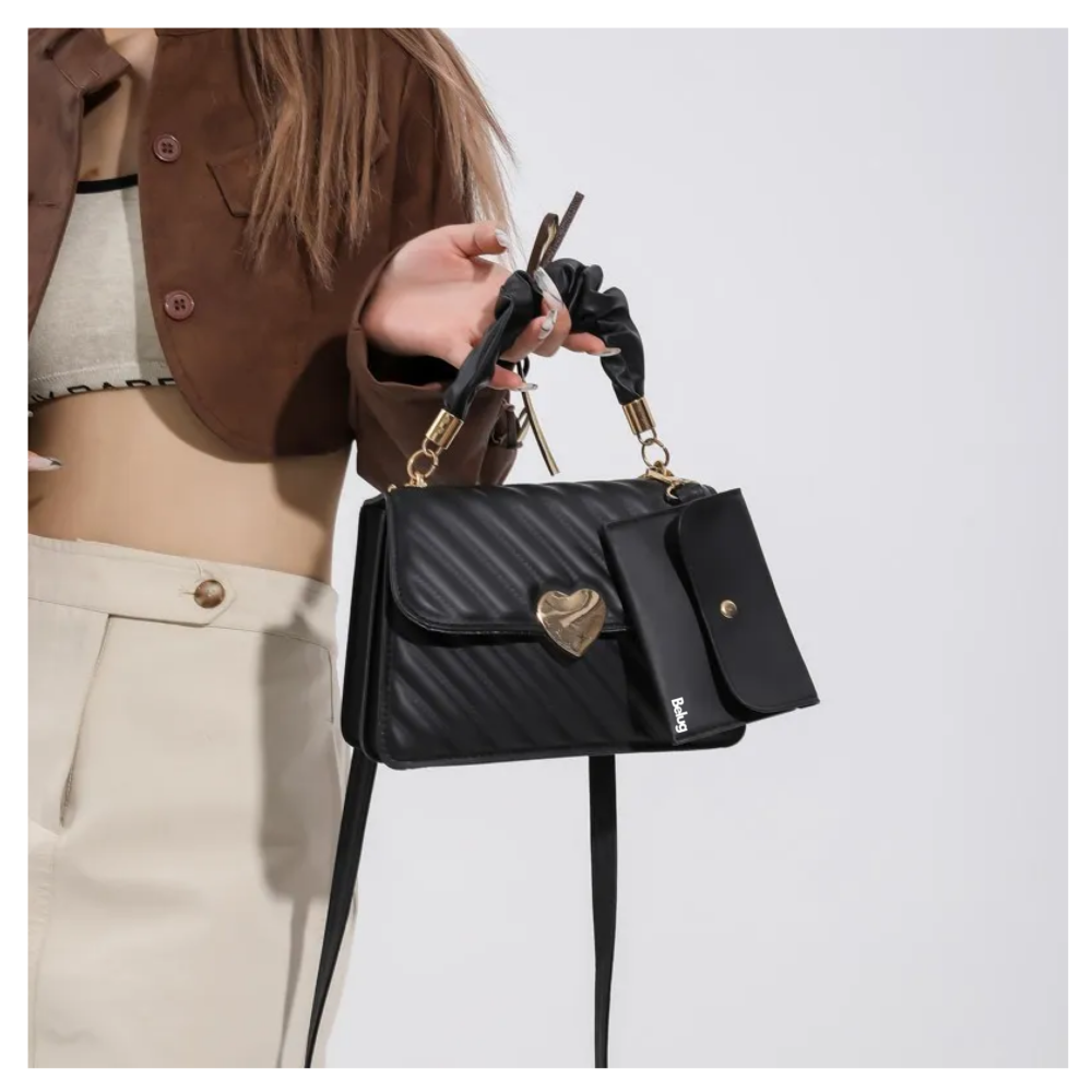 Foto 3 pulgar | Bolso De Mano Hombro + Cartera 2pz Belug negro