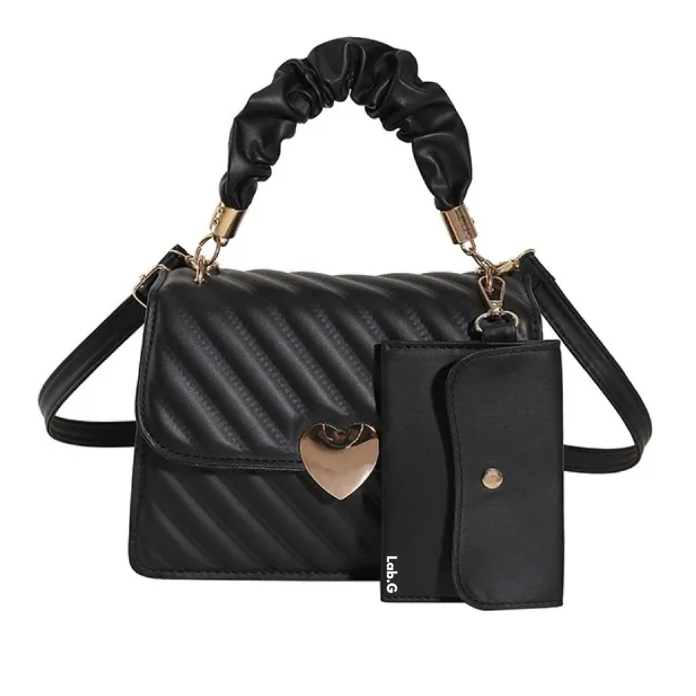 Foto 2 pulgar | Bolso De Mano Hombro + Cartera 2pz Lab.g  Negro
