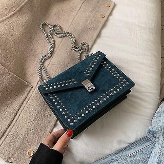 Foto 2 | Bolso Huoguo Scrub Leather Designer Shoulder Blue Para Mujer - Venta Internacional.