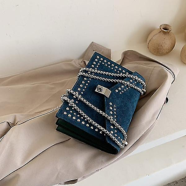 Foto 5 pulgar | Bolso Huoguo Scrub Leather Designer Shoulder Blue Para Mujer - Venta Internacional.