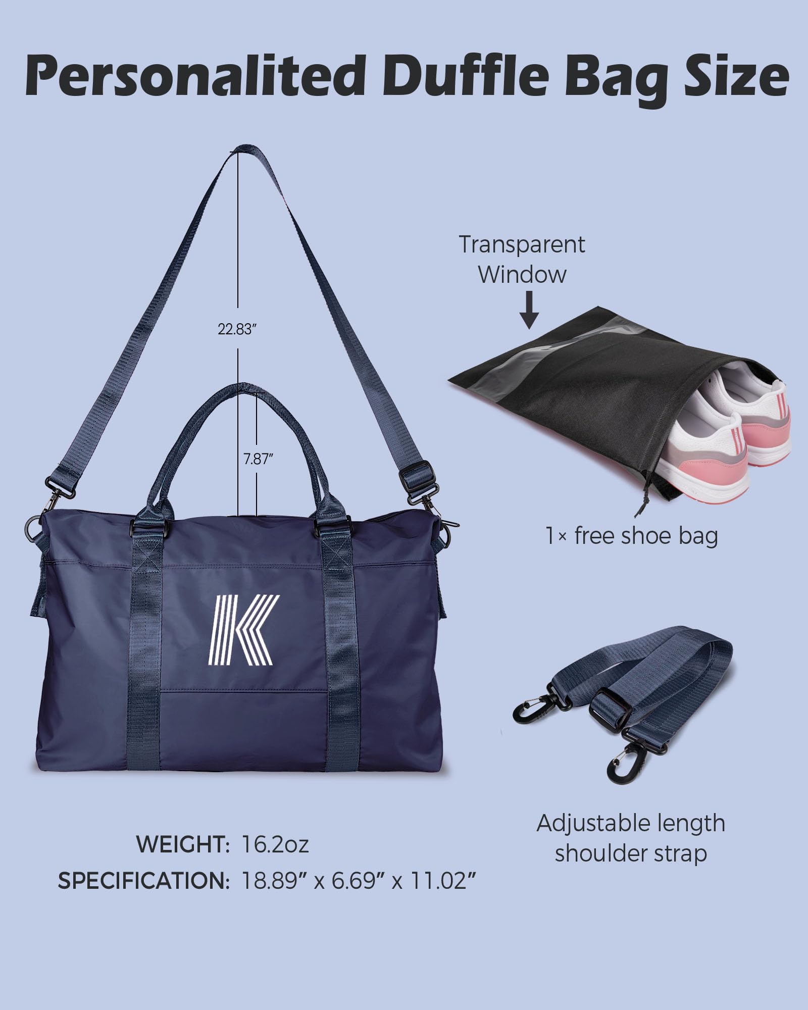 Foto 6 pulgar | Bolsa De Viaje Vogewood Initial Personalizada Weekender Girls - Venta Internacional.