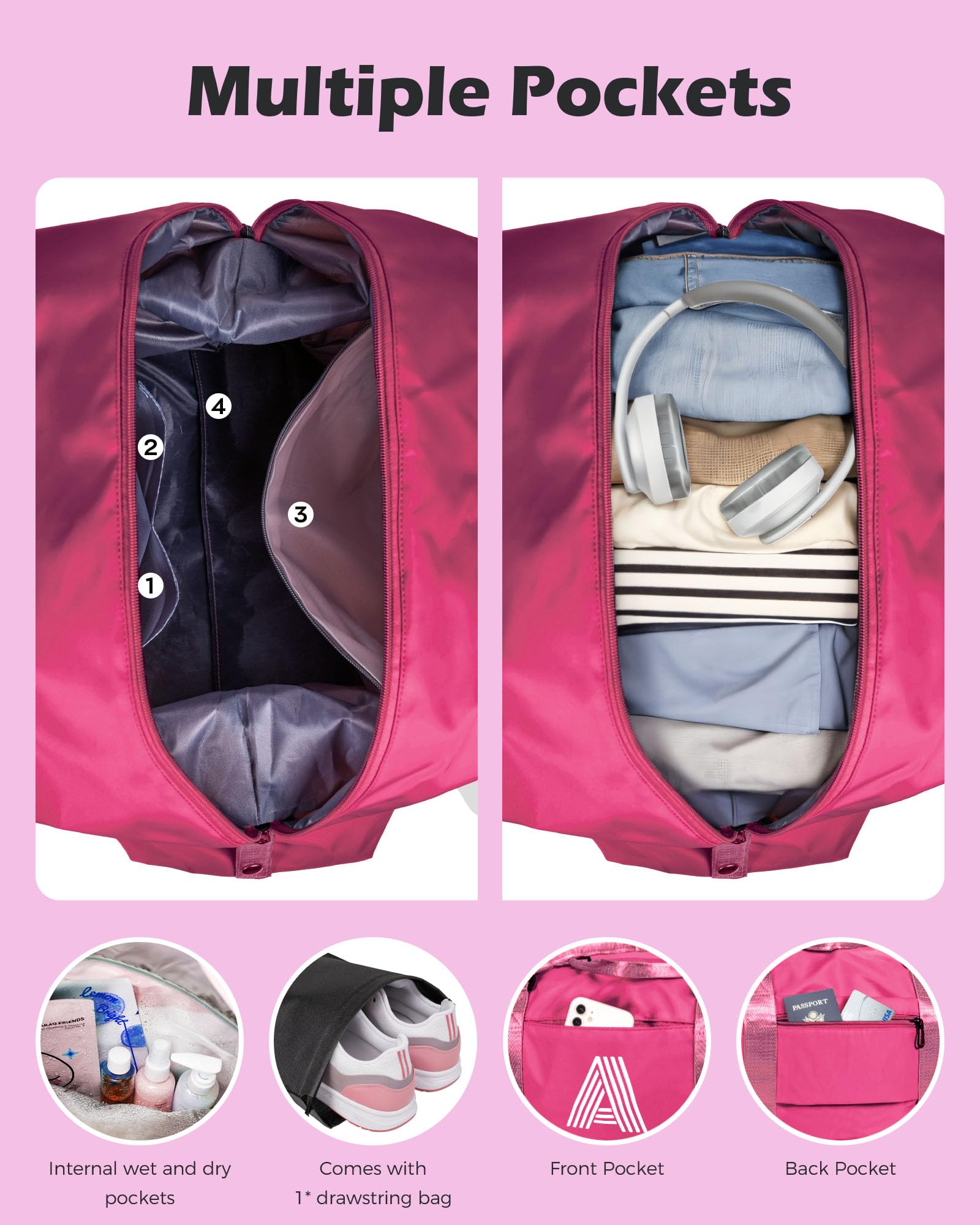 Foto 5 pulgar | Bolsa De Viaje Weekender Bag Con Iniciales Vogewood Para Adolescente - Venta Internacional.