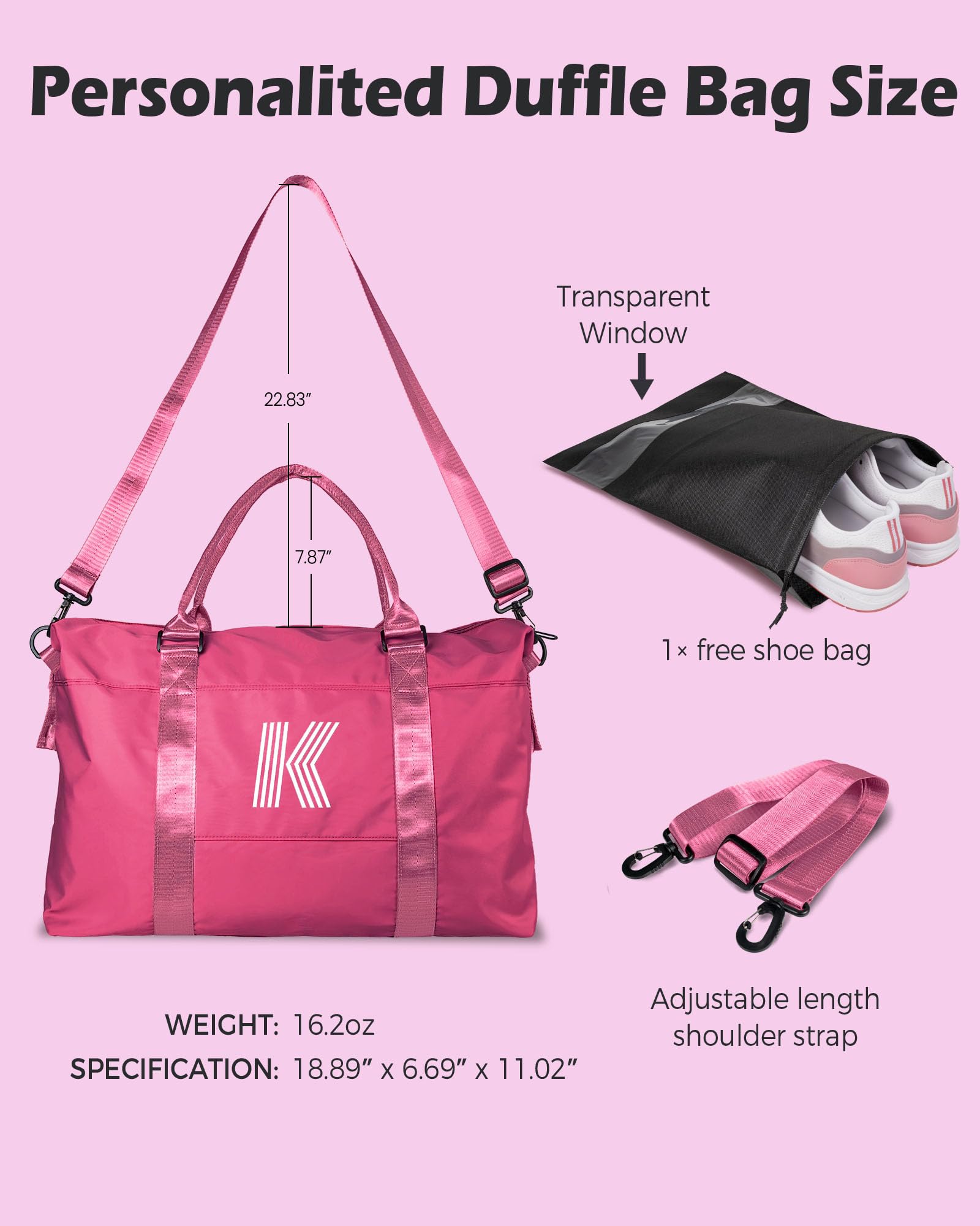 Foto 7 pulgar | Bolsa De Viaje Weekender Bag Con Iniciales Vogewood Para Adolescente - Venta Internacional.