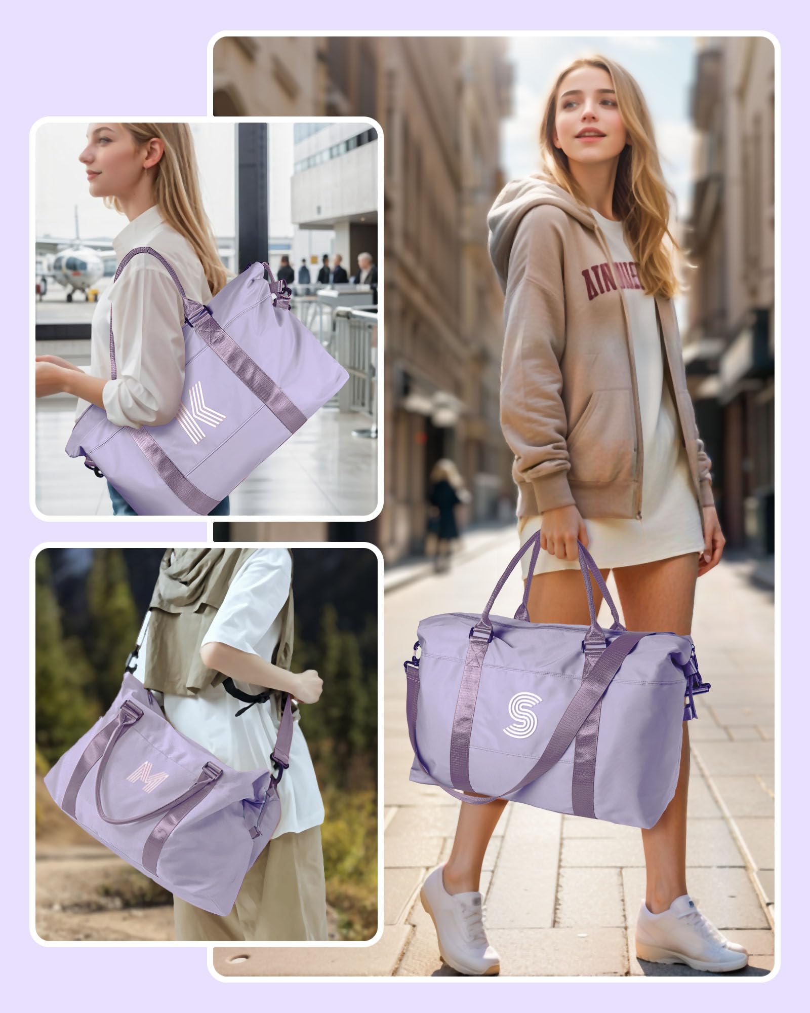 Foto 3 | Bolsa De Fin De Semana Vogewood College Girl Con La Letra Inicial I - Venta Internacional.