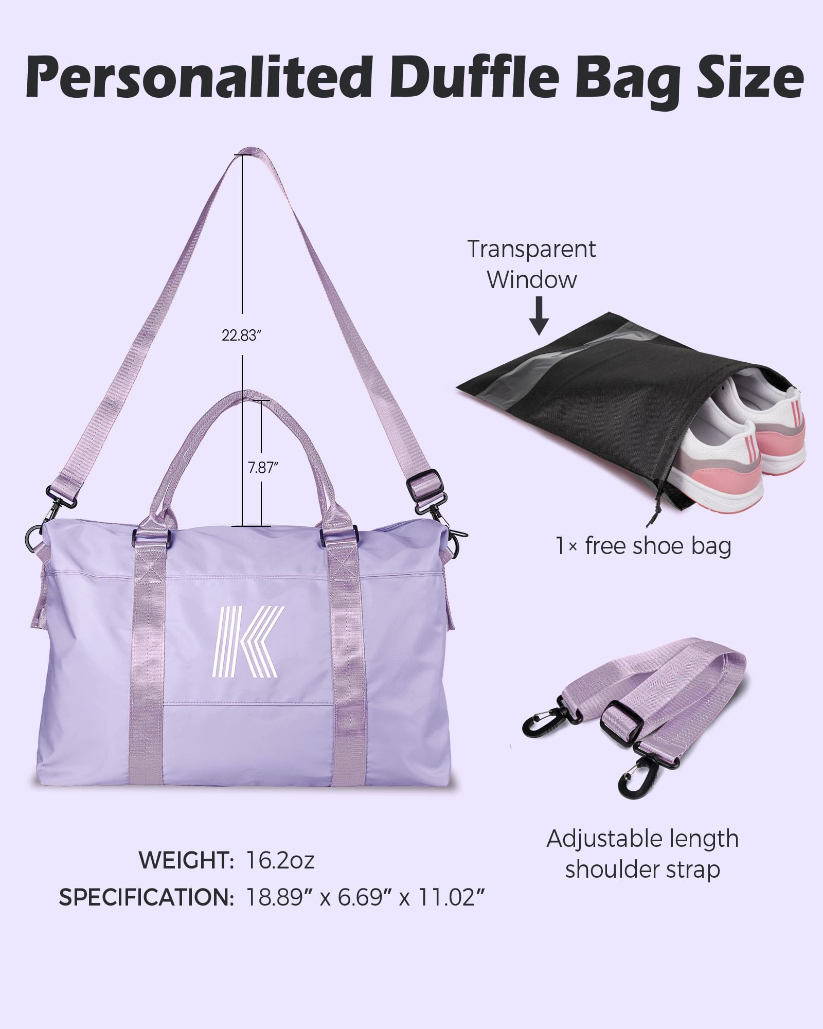 Foto 4 | Bolsa De Fin De Semana Vogewood College Girl Con La Letra Inicial I - Venta Internacional.
