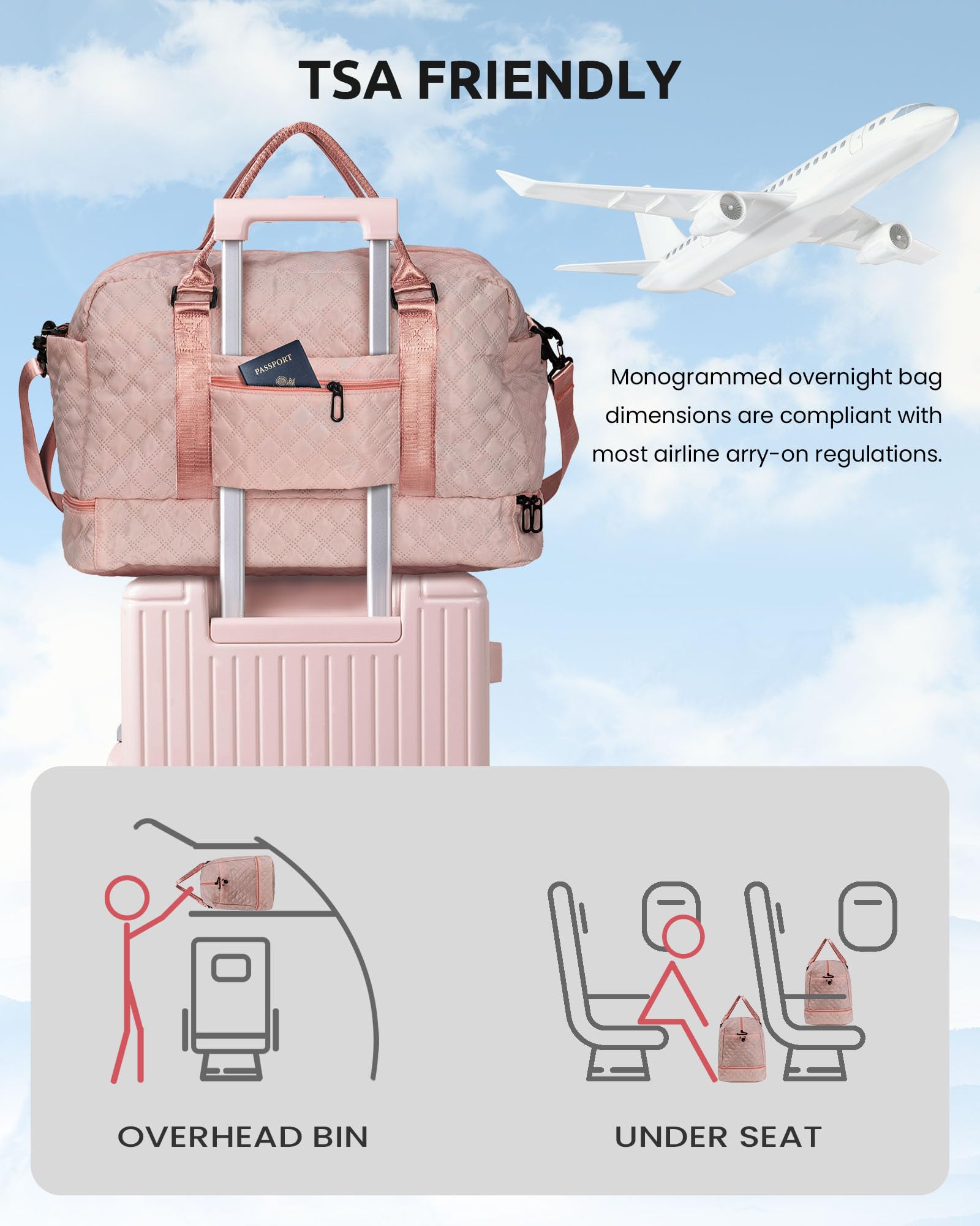 Foto 5 pulgar | Bolsa De Viaje Con Diseño Vogewood Initial Para Fin De Semana Y Compartimento Para Zapatos - Venta Internacional.