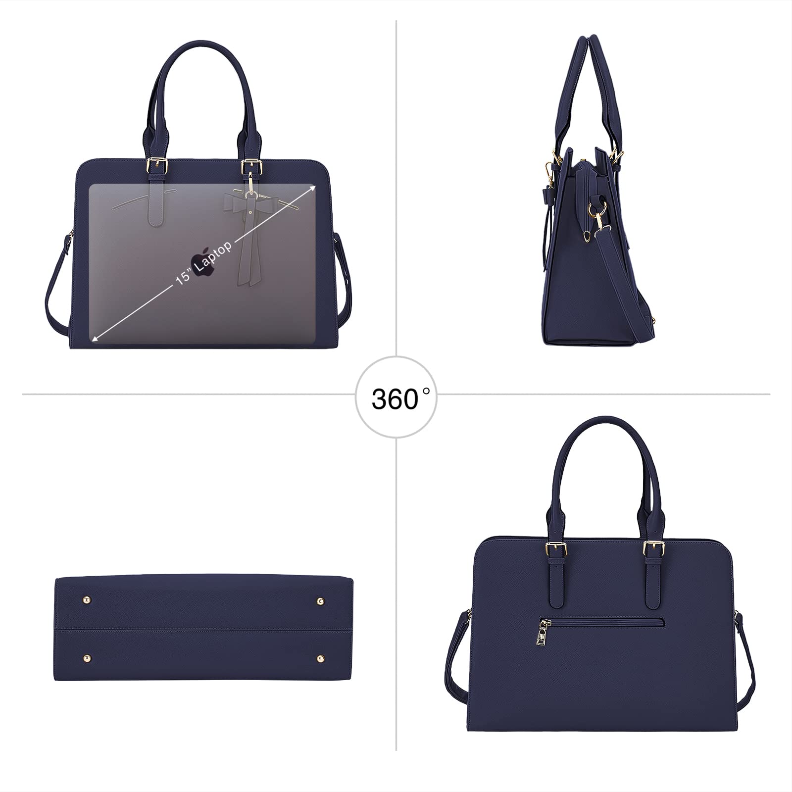 Foto 2 | Bolsa Para Portátil Topdesign De Piel Sintética Impermeable De 15 6 Pulgadas  Negra - Venta Internacional.