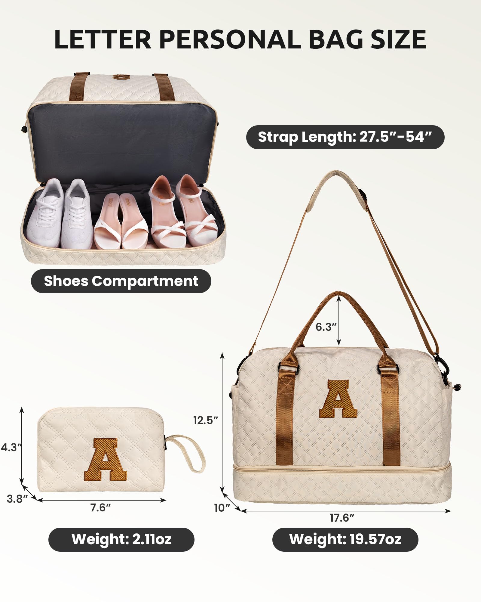 Foto 3 pulgar | Bolsa De Viaje Personalizada Con Letras Vogewood Para Fin De Semana Y Paquete De Zapatos - Venta Internacional.