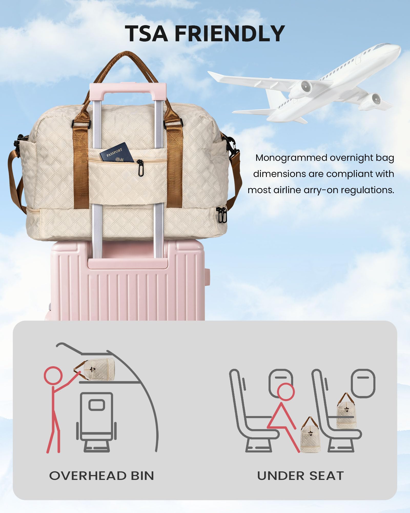 Foto 4 | Bolsa De Viaje Personalizada Con Letras Vogewood Para Fin De Semana Y Paquete De Zapatos - Venta Internacional.