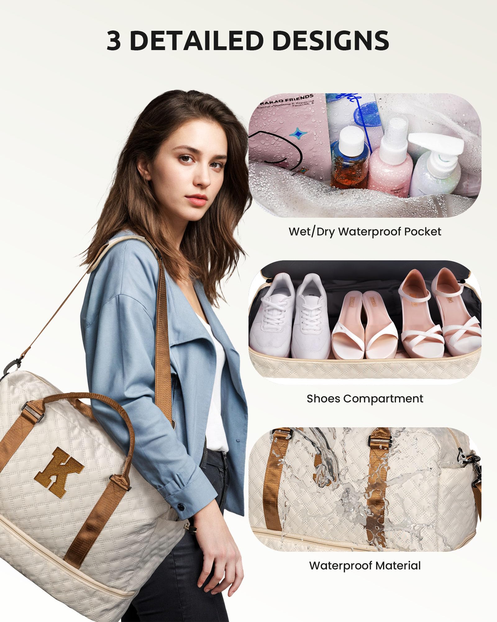 Foto 6 | Bolsa De Viaje Personalizada Con Letras Vogewood Para Fin De Semana Y Paquete De Zapatos - Venta Internacional.