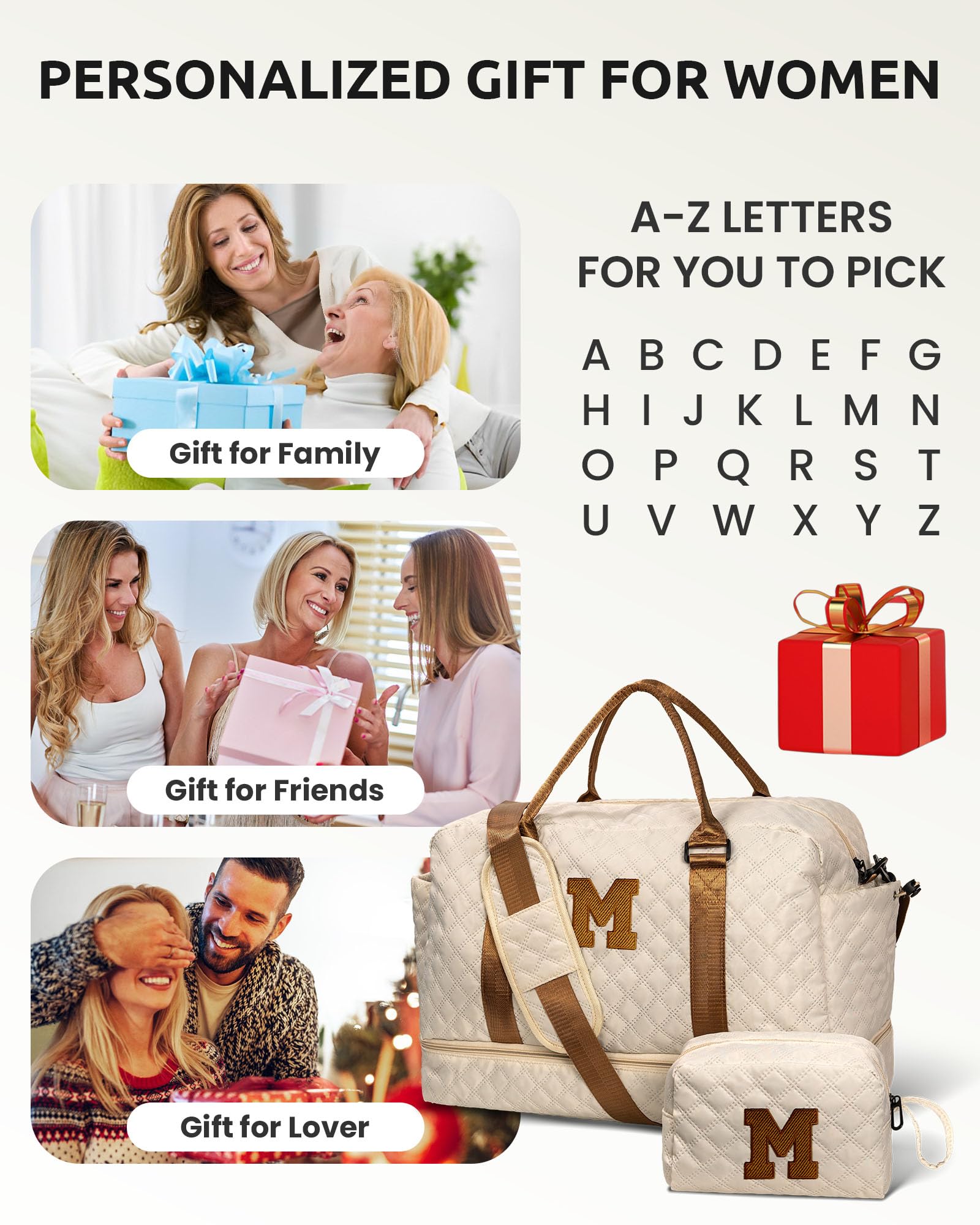 Foto 8 pulgar | Bolsa De Viaje Personalizada Con Letras Vogewood Para Fin De Semana Y Paquete De Zapatos - Venta Internacional.