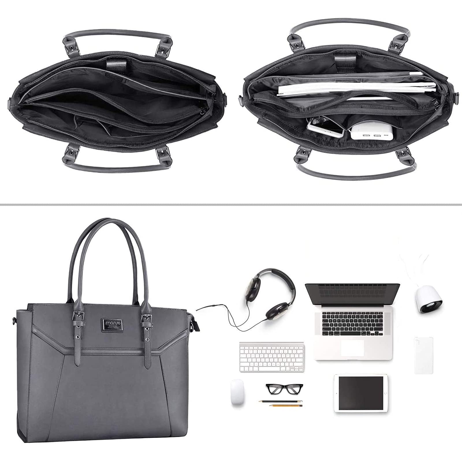 Foto 3 pulgar | Bolsa Para Portátil Mosiso De 17 Pulgadas Para Mujer  Impermeable  Gris - Venta Internacional.