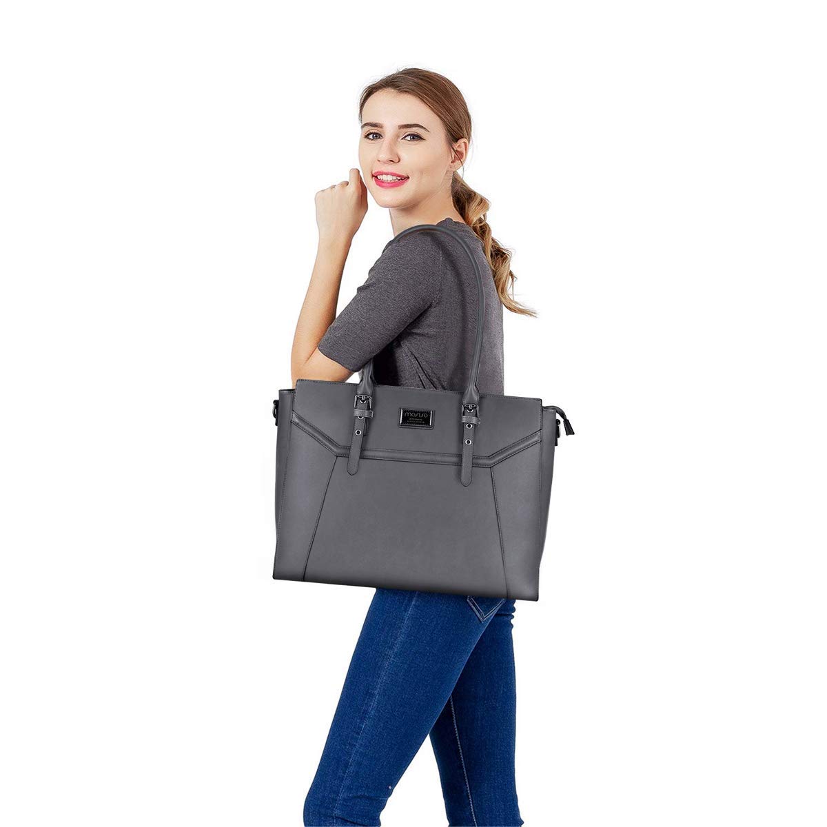 Foto 6 pulgar | Bolsa Para Portátil Mosiso De 17 Pulgadas Para Mujer  Impermeable  Gris - Venta Internacional.