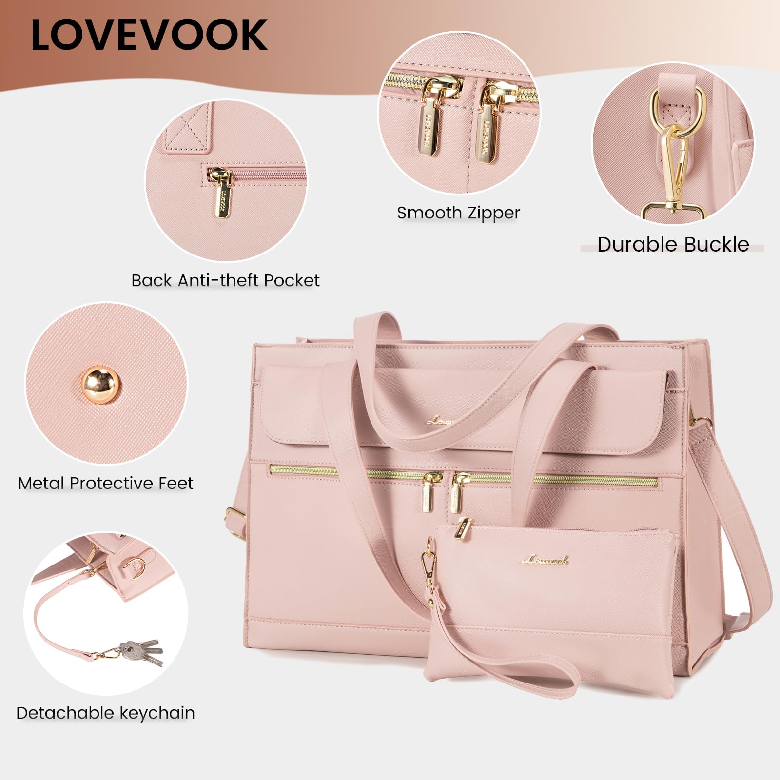 Foto 5 pulgar | Bolsa Para Portátil Lovevook Para Mujer  15.6 Pulgadas  Piel Impermeable  Rosa - Venta Internacional.