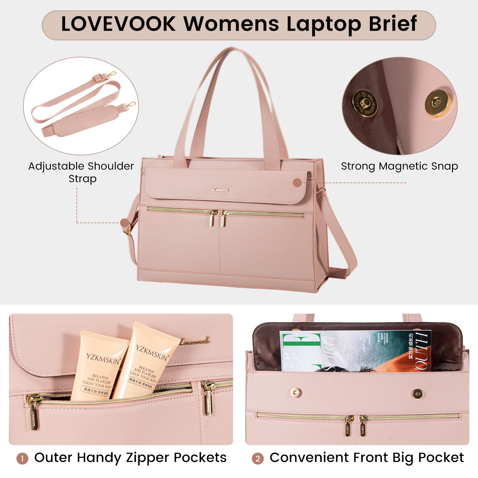 Foto 6 pulgar | Bolsa Para Portátil Lovevook Para Mujer  15.6 Pulgadas  Piel Impermeable  Rosa - Venta Internacional.