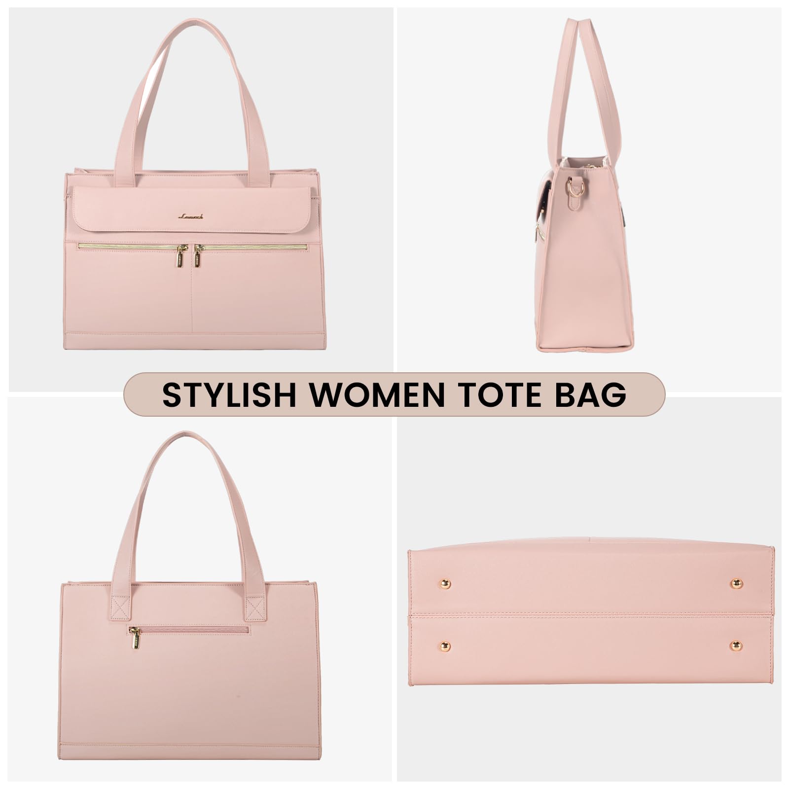 Foto 7 | Bolsa Para Portátil Lovevook Para Mujer  15.6 Pulgadas  Piel Impermeable  Rosa - Venta Internacional.