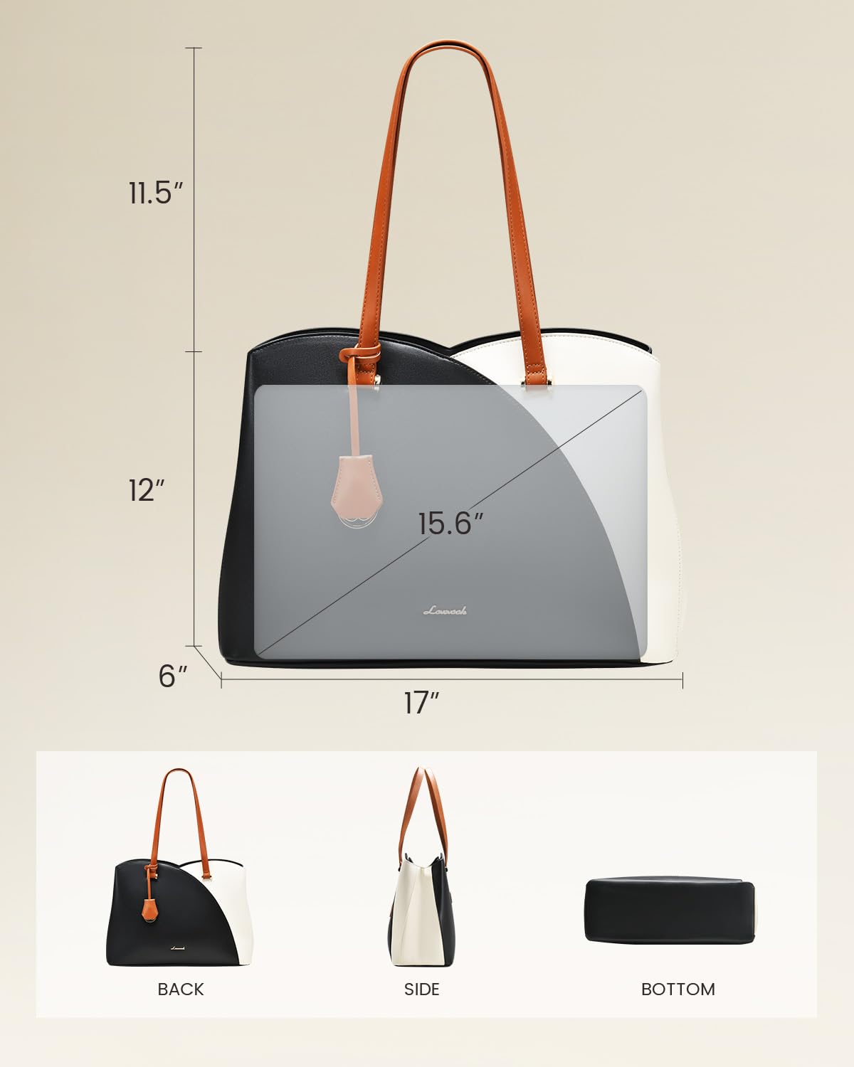 Foto 6 pulgar | Bolsa De Mano Para Portátil Lovevook Para Mujer De 15.6 Pulgadas  Piel Impermeable - Venta Internacional.