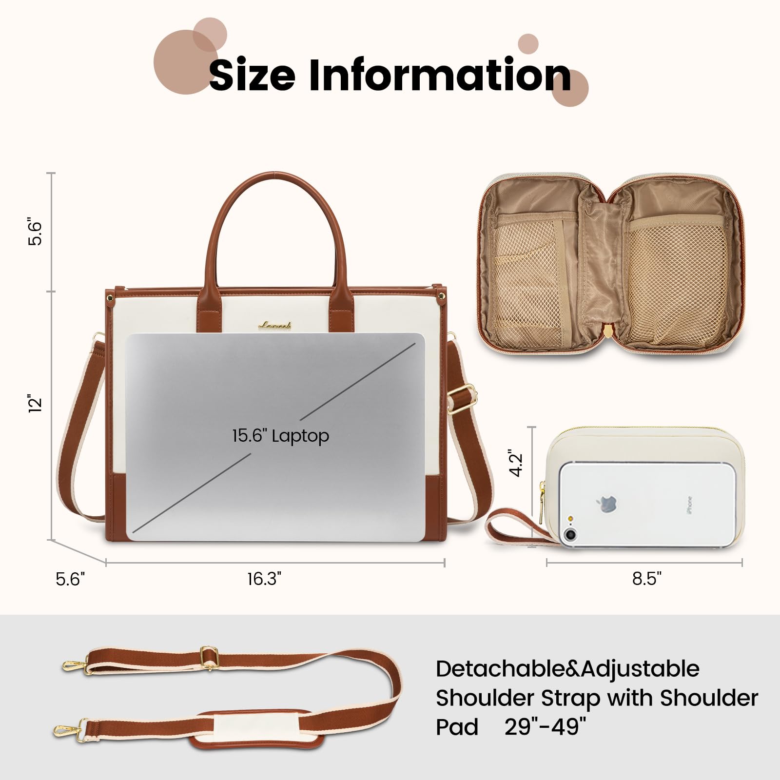 Foto 6 | Bolsa Para Portátil Lovevook Para Mujer  15.6 Pulgadas  Trabajo Y Oficina  Color Beige - Venta Internacional.