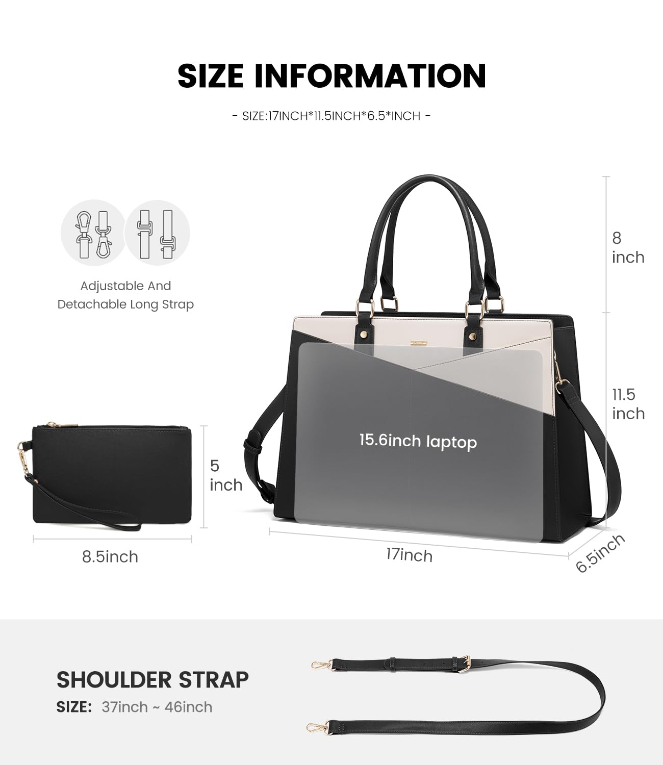 Foto 5 pulgar | Bolsa De Mano Para Portátil Lovevook  Piel  Oficina De Negocios  15.6 Pulgadas - Venta Internacional.