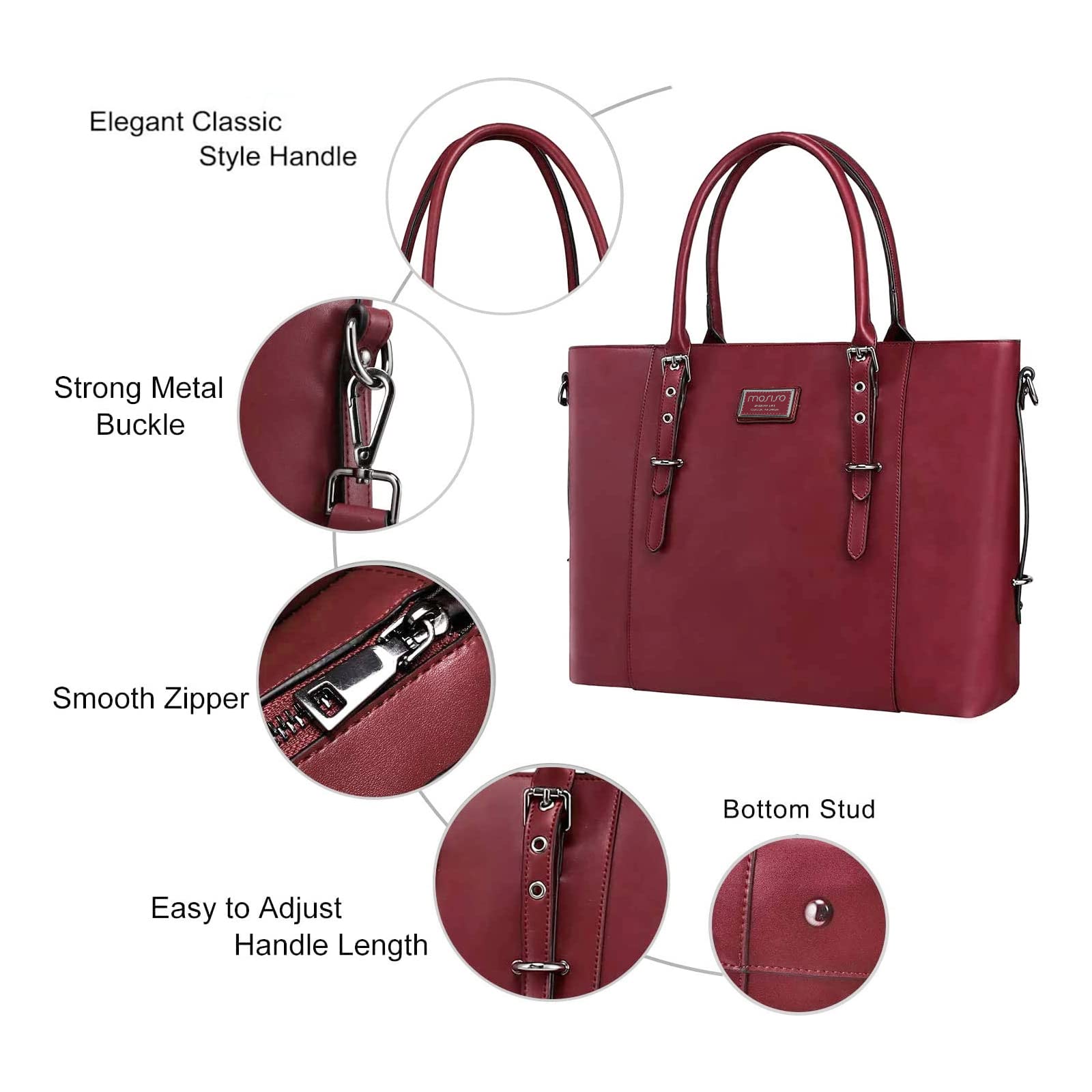 Foto 4 pulgar | Bolsa Mosiso Para Portátil  Piel Sintética  Para Mujer  17-17 3 Pulgadas  Color Rojo Vino - Venta Internacional.