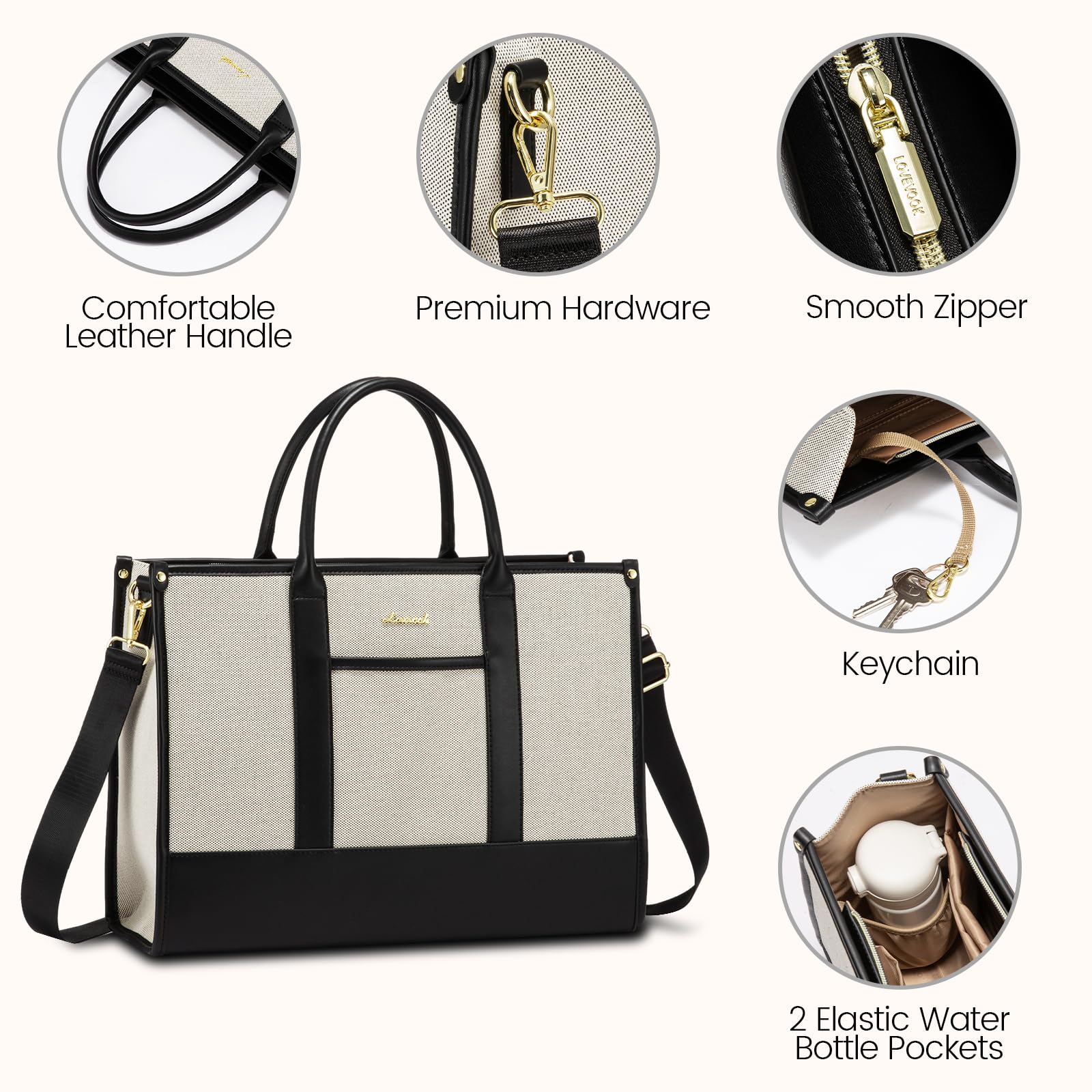 Foto 3 | Bolsa Para Portátil Lovevook Canvas Work De 15.6 Pulgadas Para Mujer - Venta Internacional.