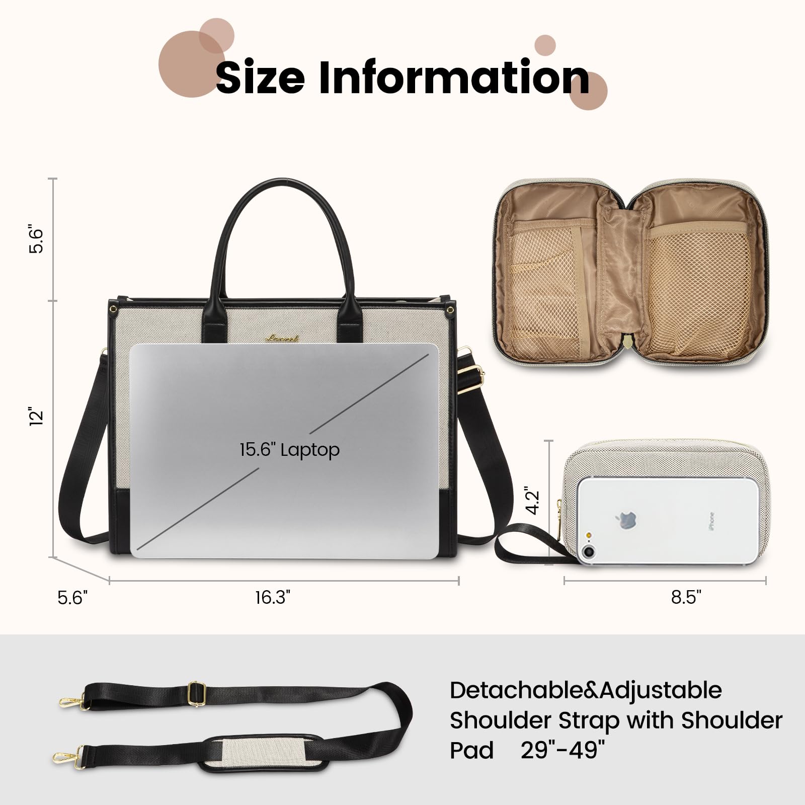 Foto 5 | Bolsa Para Portátil Lovevook Canvas Work De 15.6 Pulgadas Para Mujer - Venta Internacional.