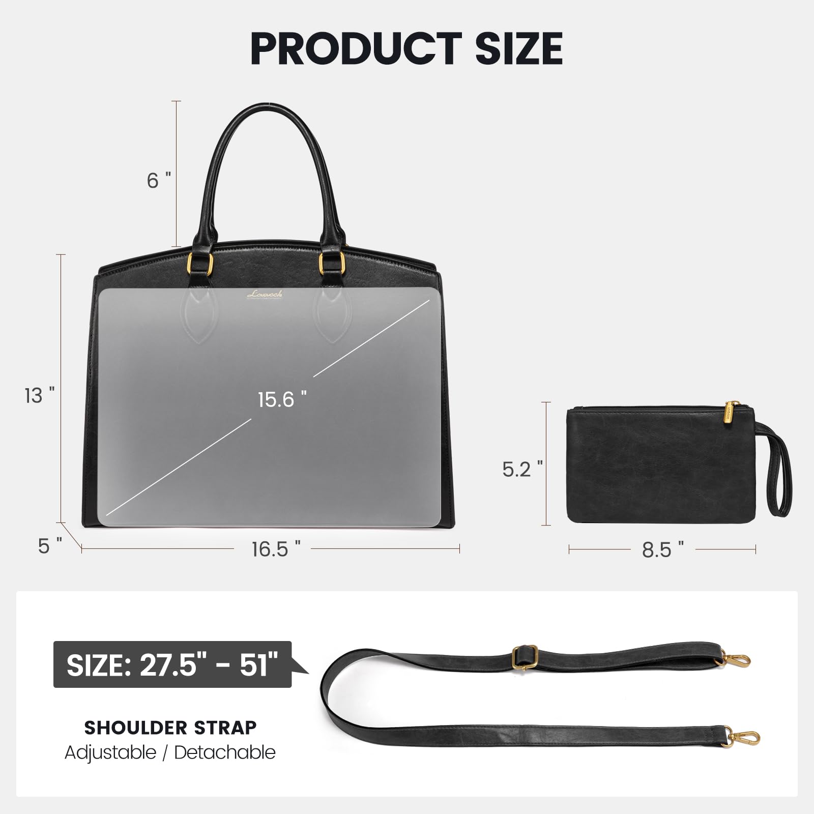 Foto 4 pulgar | Bolsa Para Portátil Lovevook Para Mujer De 15.6 Pulgadas  Piel Impermeable - Venta Internacional.
