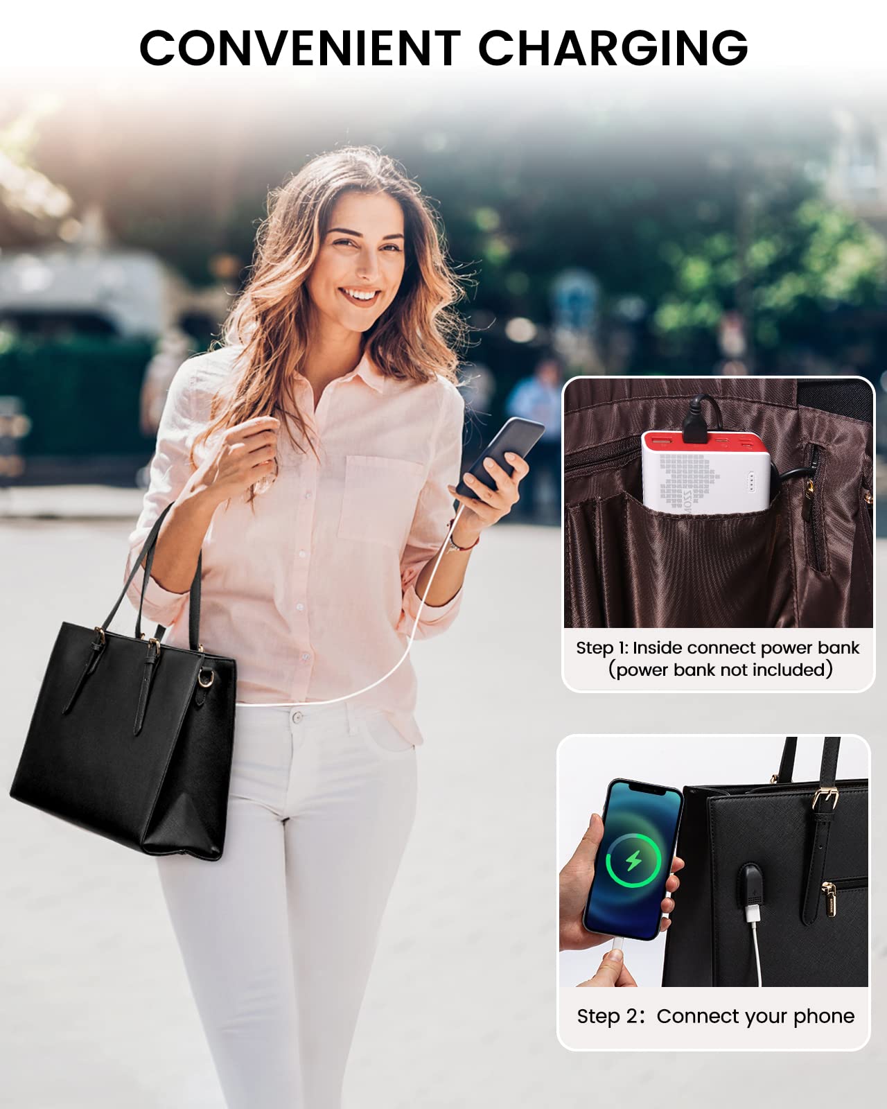 Foto 5 | Bolsa Para Portátil Lovevook Fashion Computer Tote 15.6 Pulgadas Negra Para Mujer - Venta Internacional.
