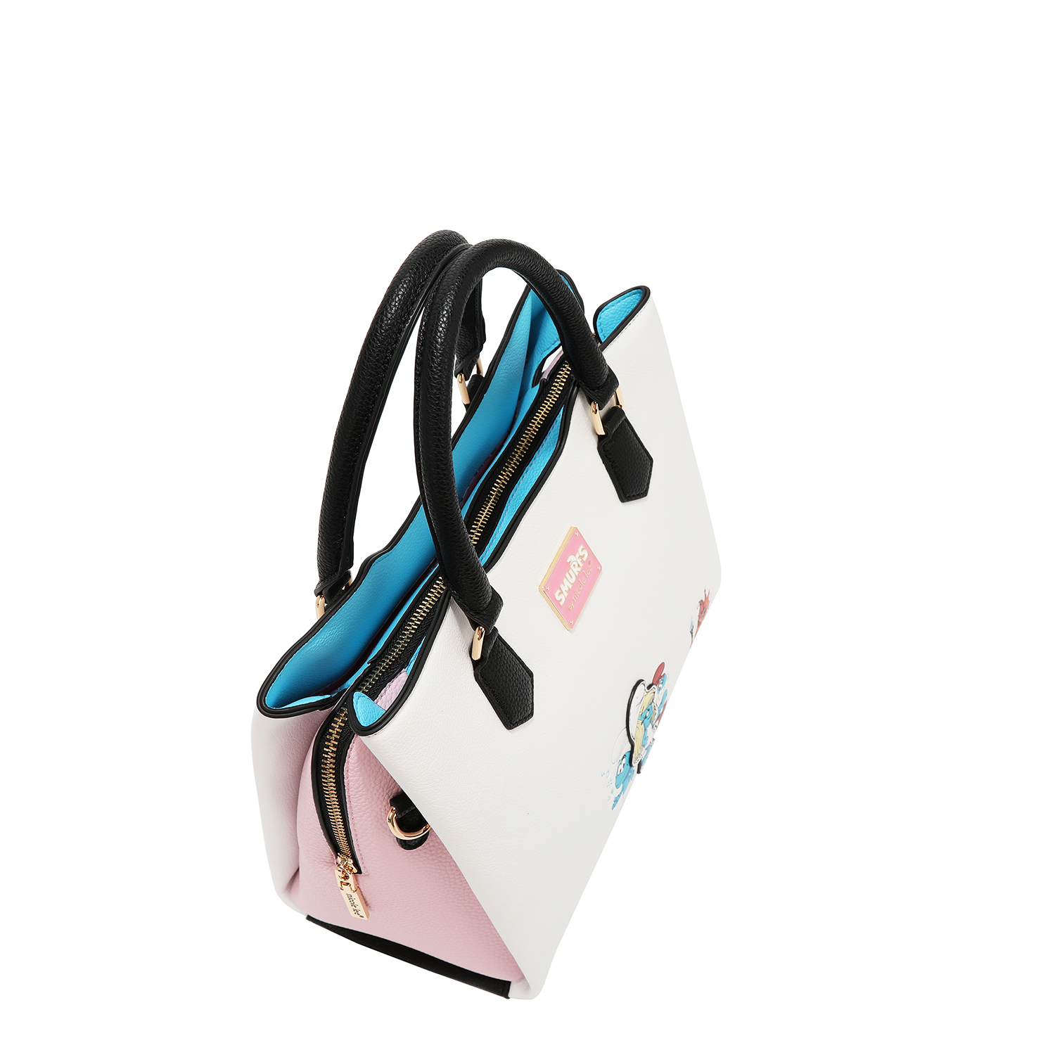 Foto 5 pulgar | Bolsa Cuadrada Estampada Pitufos By Nicole Lee