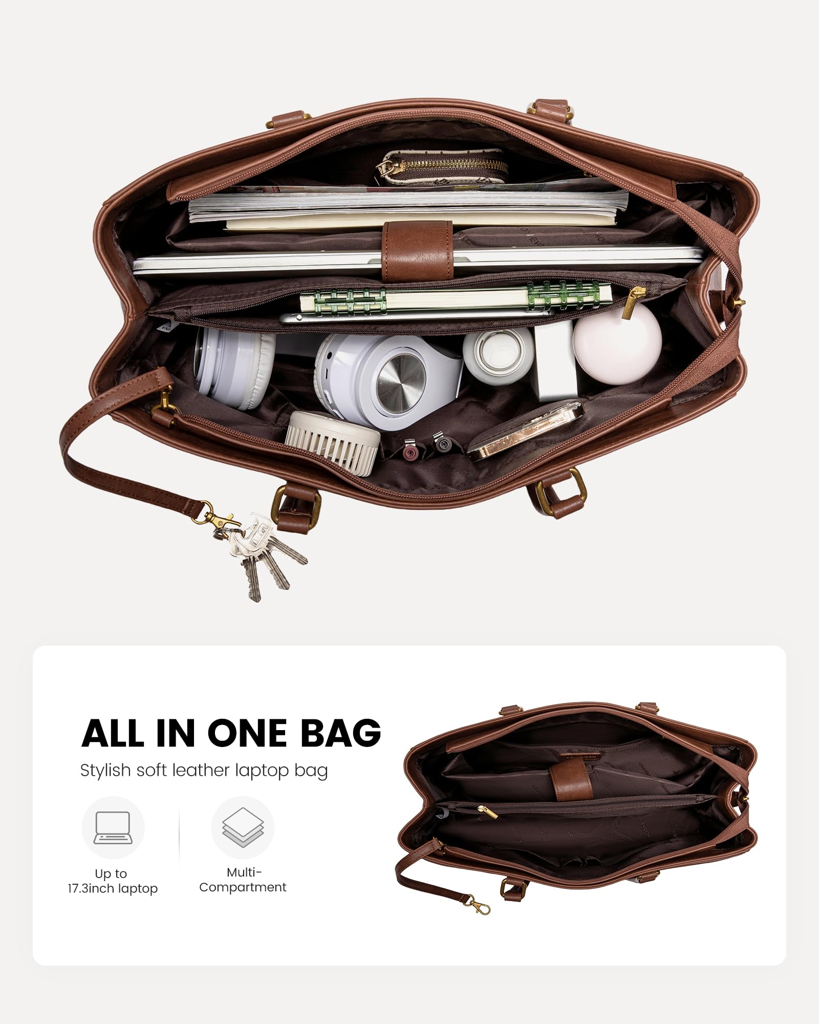 Foto 3 | Bolsa Para Portátil Lovevook Para Mujer De 17.3 Pulgadas  Piel Impermeable - Venta Internacional.