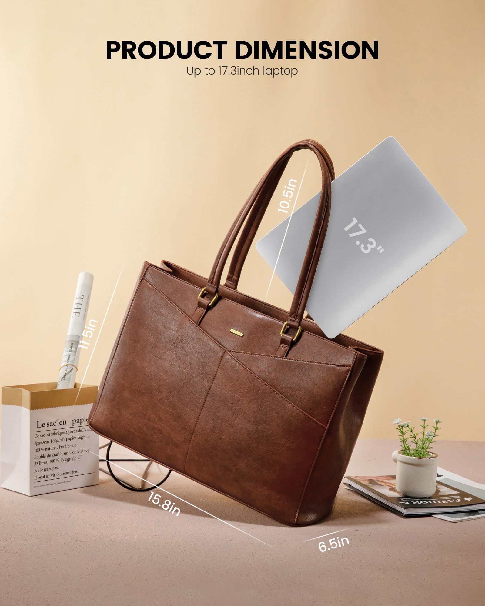 Foto 6 pulgar | Bolsa Para Portátil Lovevook Para Mujer De 17.3 Pulgadas  Piel Impermeable - Venta Internacional.