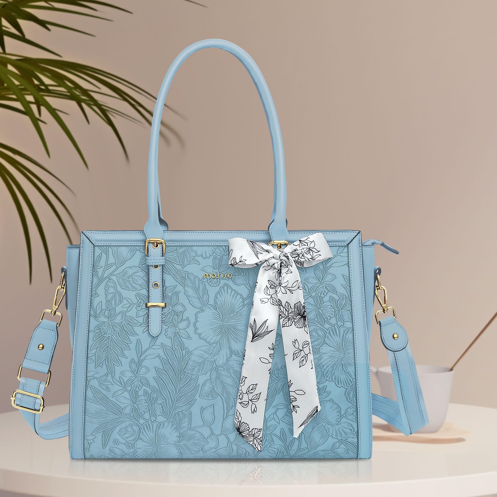 Foto 5 | Bolsa Para Portátil Mosiso  Piel Sintética  15.6 A 16 Pulgadas  Color Azul Claro Para Mujer - Venta Internacional.
