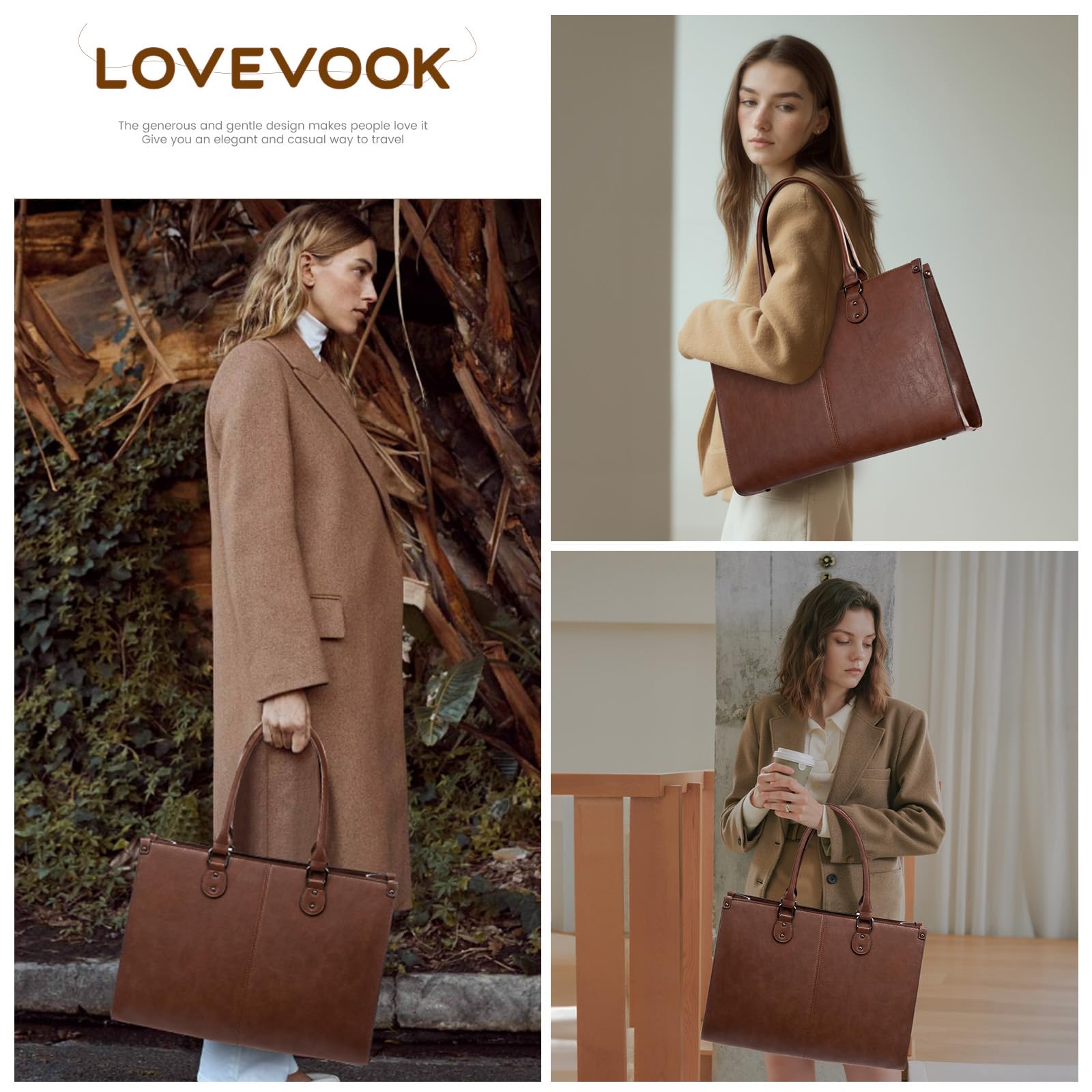 Foto 3 pulgar | Bolsa Para Portátil Lovevook Para Mujer De 15.6 Pulgadas  Piel Vintage - Venta Internacional.