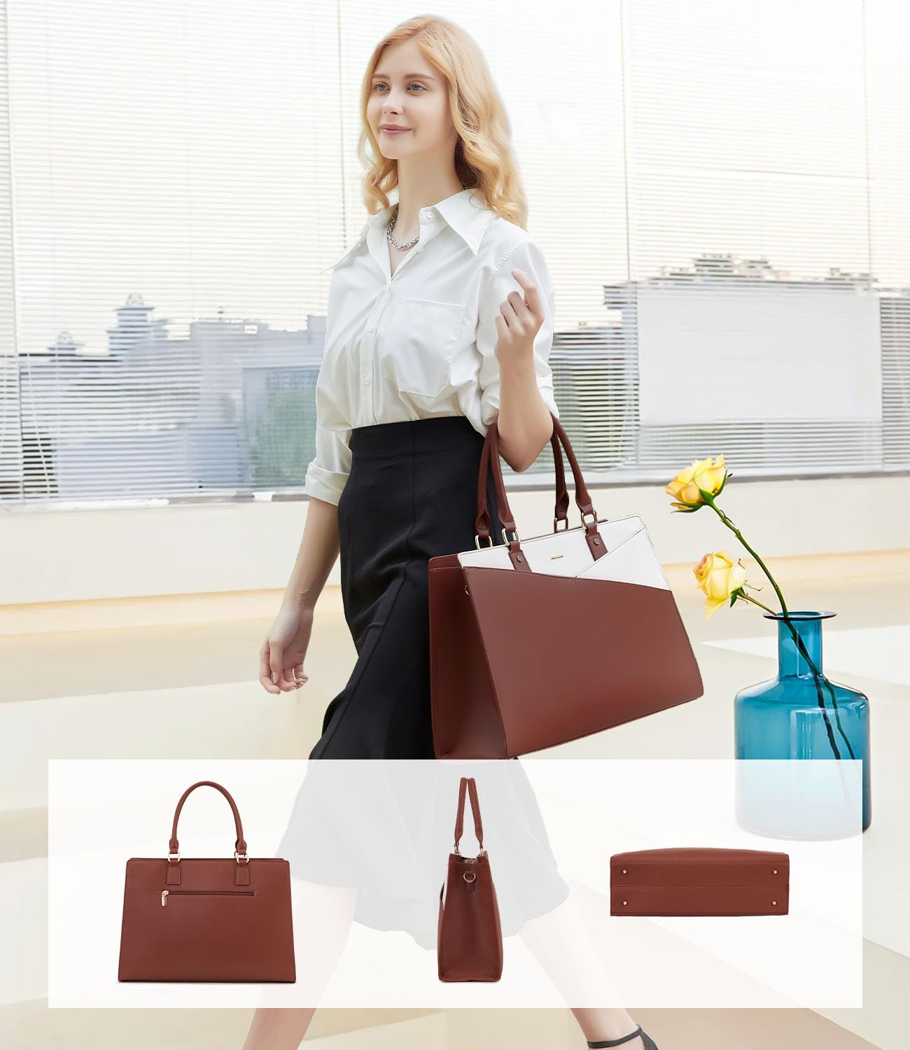 Foto 3 pulgar | Bolso De Mano Para Portátil Lovevook  Piel  Oficina De Negocios  Mujer  15.6 Pulgadas - Venta Internacional.