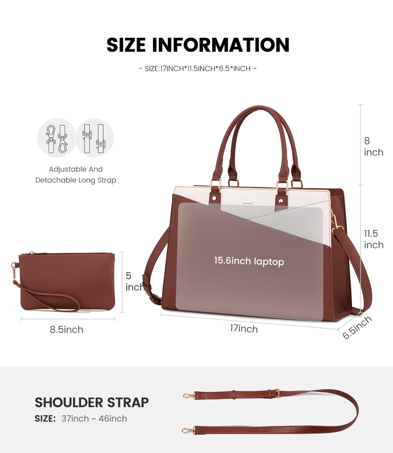 Foto 5 pulgar | Bolso De Mano Para Portátil Lovevook  Piel  Oficina De Negocios  Mujer  15.6 Pulgadas - Venta Internacional.