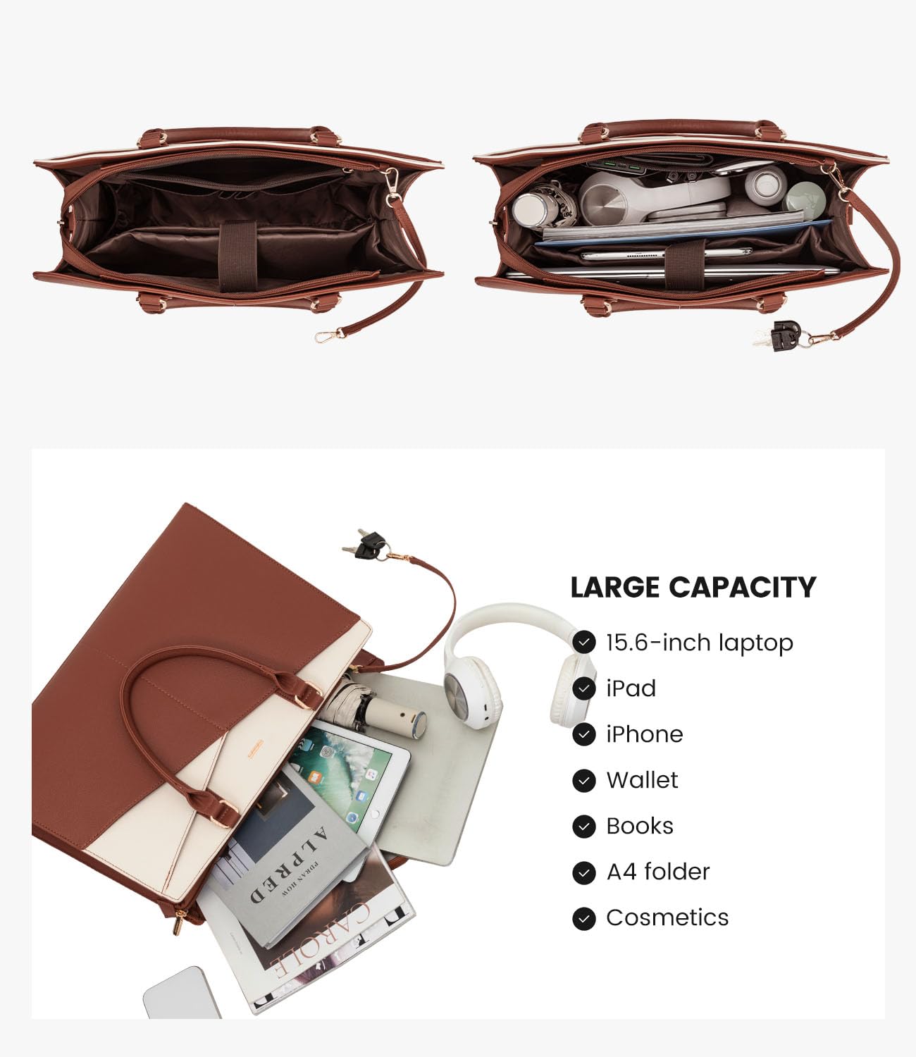 Foto 7 pulgar | Bolso De Mano Para Portátil Lovevook  Piel  Oficina De Negocios  Mujer  15.6 Pulgadas - Venta Internacional.