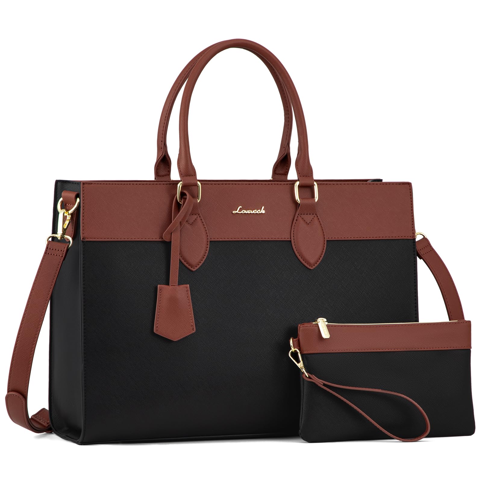 Foto 2 pulgar | Bolsa Para Portátil Lovevook Para Mujer  De Piel De 15.6 Pulgadas  Color Negro Y Marrón - Venta Internacional.