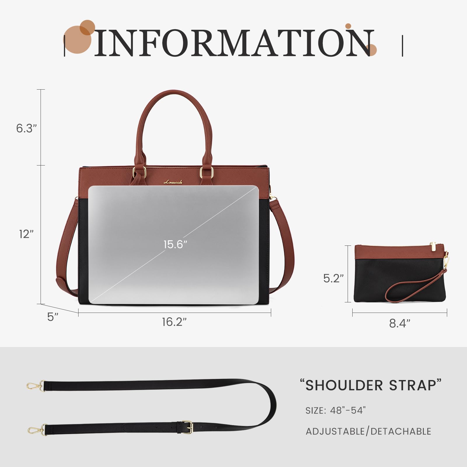 Foto 4 pulgar | Bolsa Para Portátil Lovevook Para Mujer  De Piel De 15.6 Pulgadas  Color Negro Y Marrón - Venta Internacional.