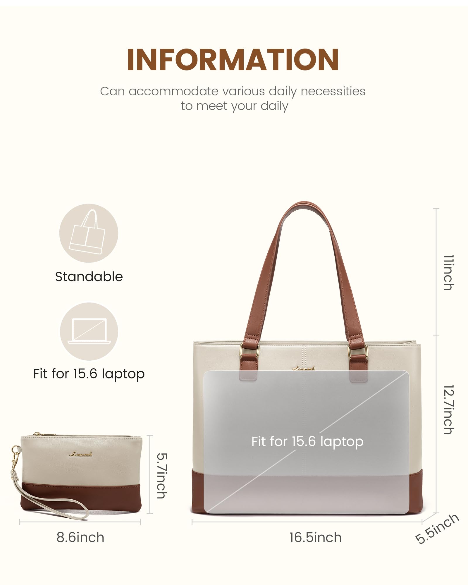 Foto 6 pulgar | Bolsa De Mano Para Portátil Lovevook Para Mujer De 15.6 Pulgadas  Piel Impermeable - Venta Internacional.