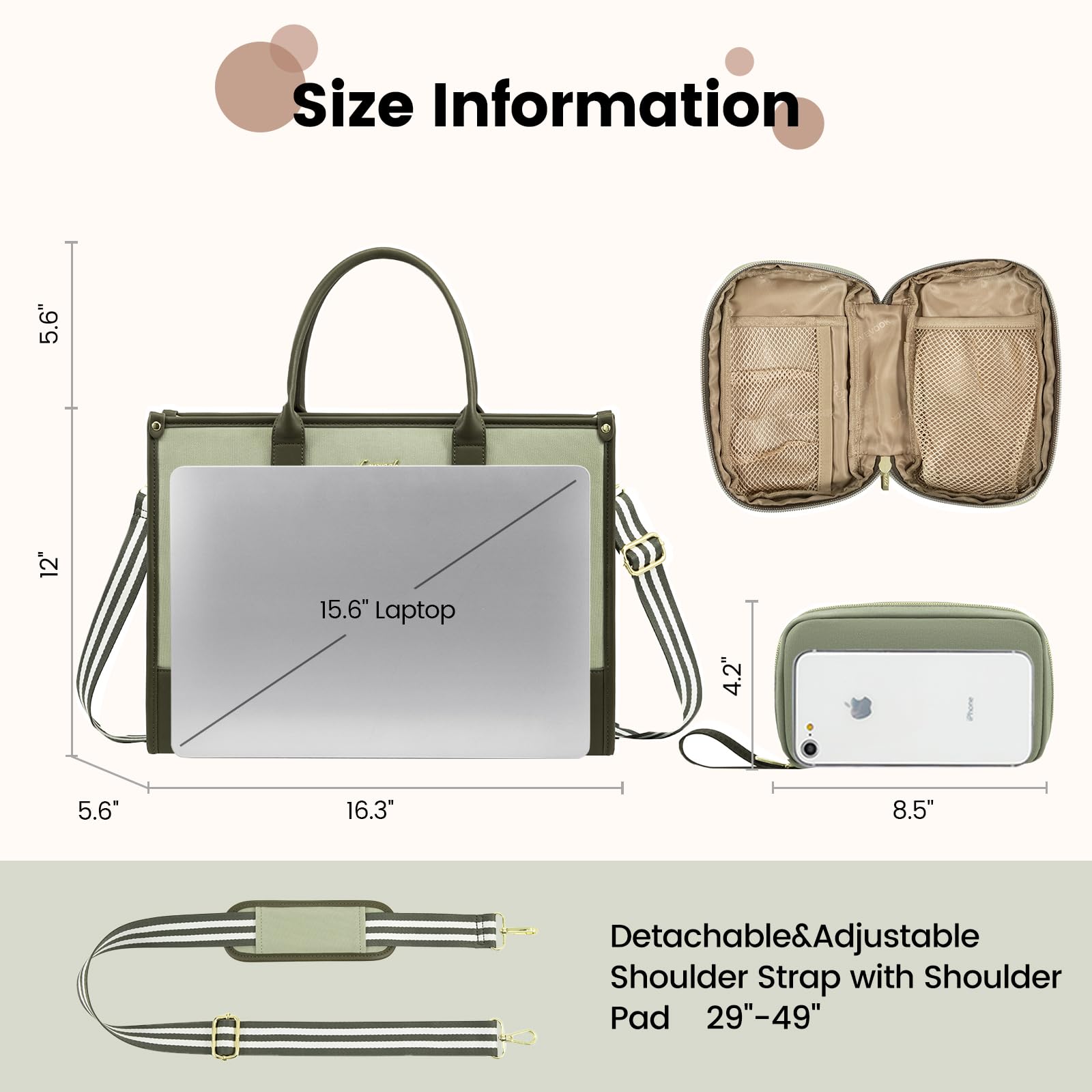 Foto 4 pulgar | Bolsa De Lona Para Portátil Lovevook De 15.6 Pulgadas Para Mujer  Color Verde Y Negro - Venta Internacional.