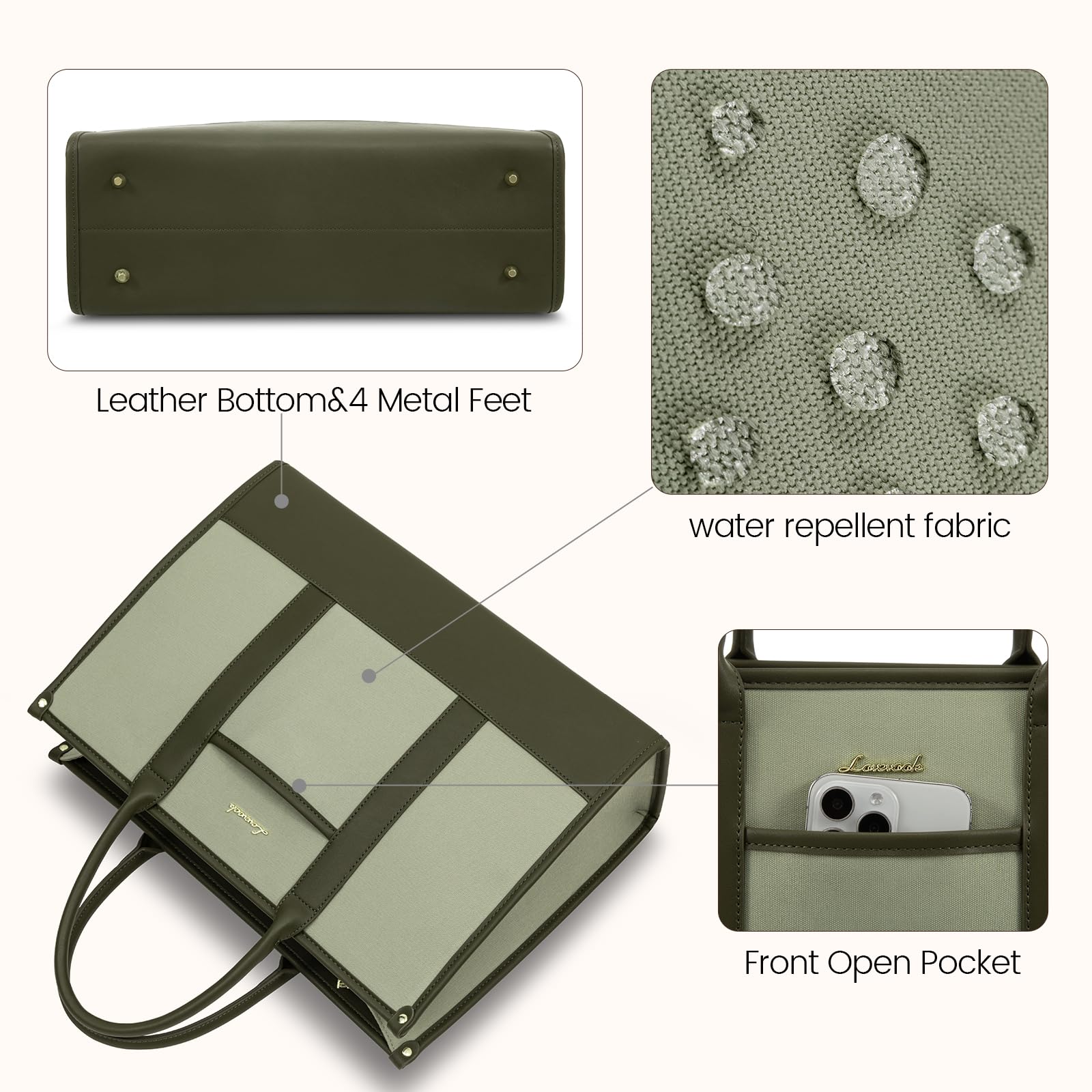 Foto 7 | Bolsa De Lona Para Portátil Lovevook De 15.6 Pulgadas Para Mujer  Color Verde Y Negro - Venta Internacional.