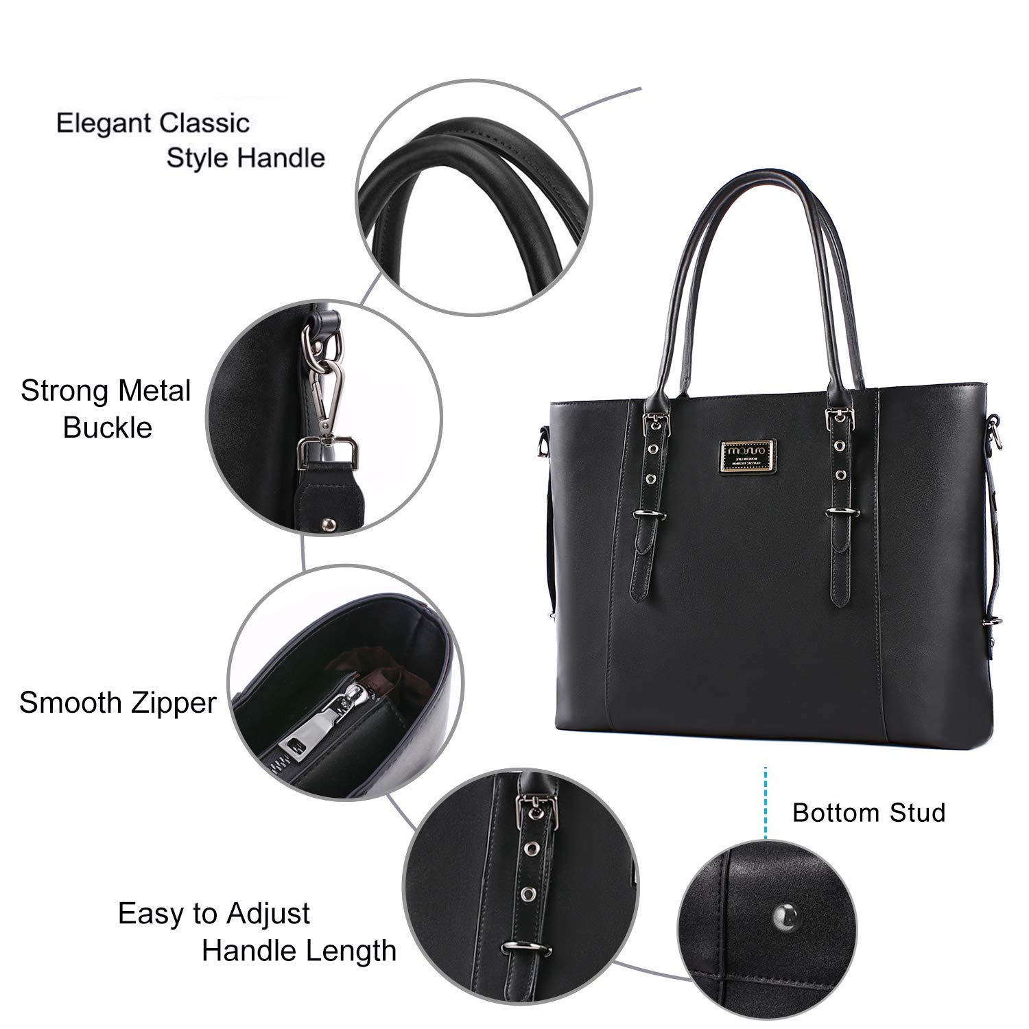 Foto 5 pulgar | Bolsa Mosiso Para Ordenador Portátil  Piel Sintética  15-16 Pulgadas  Para Mujer  Color Negro - Venta Internacional.
