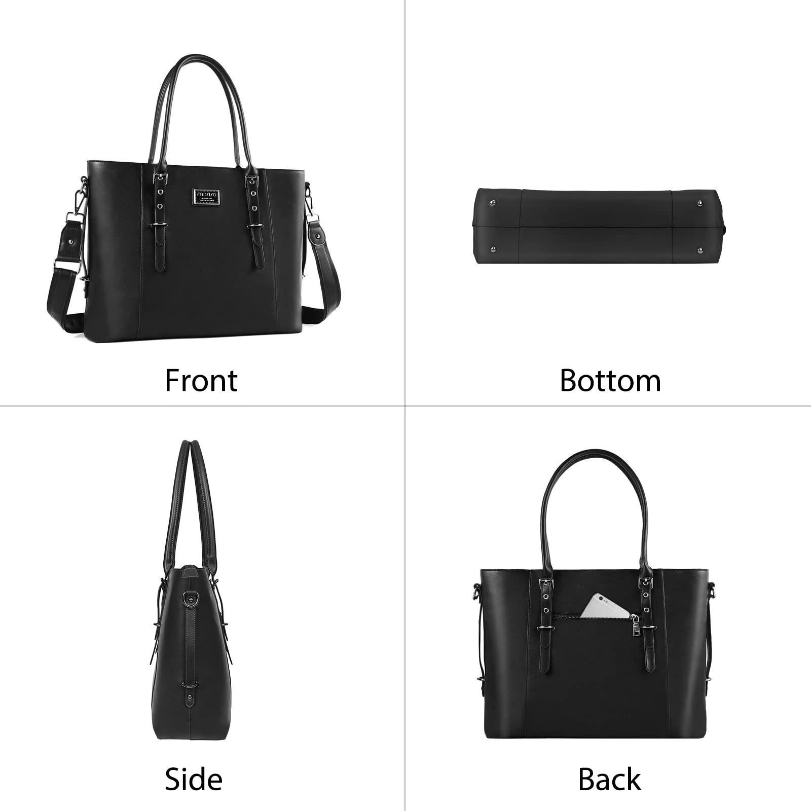 Foto 6 pulgar | Bolsa Mosiso Para Ordenador Portátil  Piel Sintética  15-16 Pulgadas  Para Mujer  Color Negro - Venta Internacional.