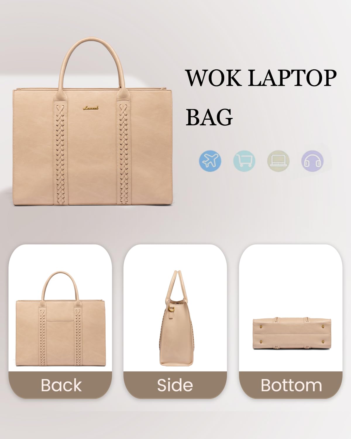 Foto 5 | Bolsa De Mano Para Portátil Lovevook  Piel Vintage  15.6 Pulgadas  Impermeable - Venta Internacional.