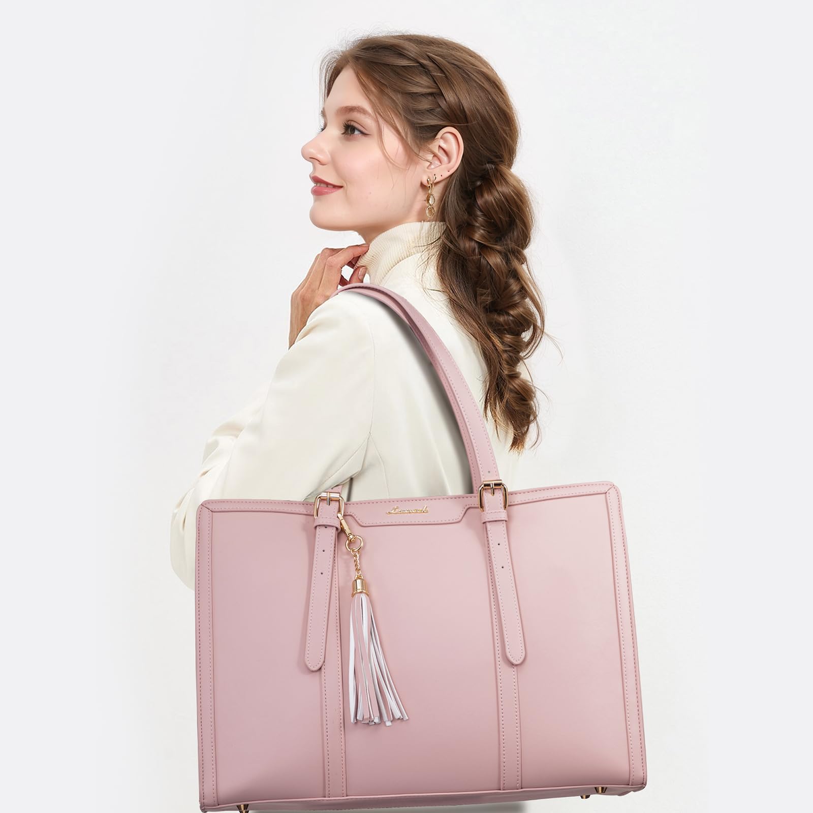 Foto 3 pulgar | Bolsa Para Portátil Lovevook Para Mujer De 15.6 Pulgadas  Piel Sintética  Rosa - Venta Internacional.