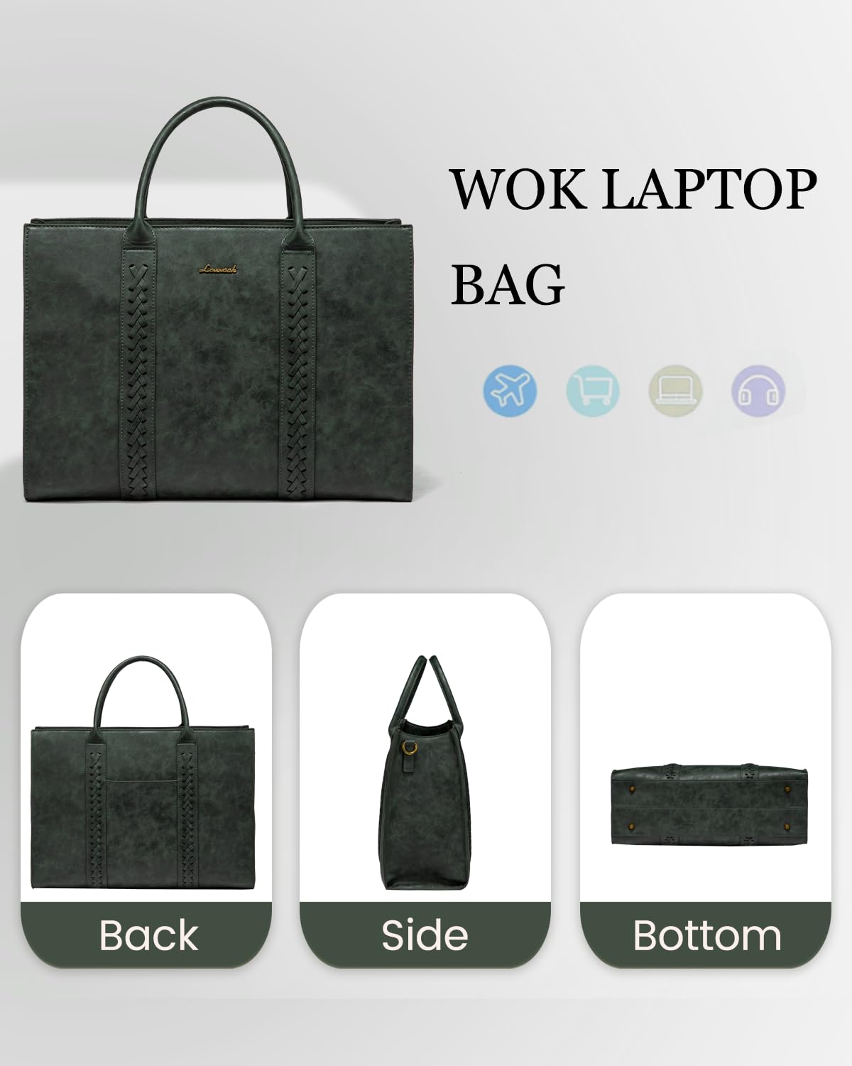 Foto 5 pulgar | Bolsa De Mano Para Portátil Lovevook  Piel Vintage  15.6 Pulgadas  Impermeable - Venta Internacional.