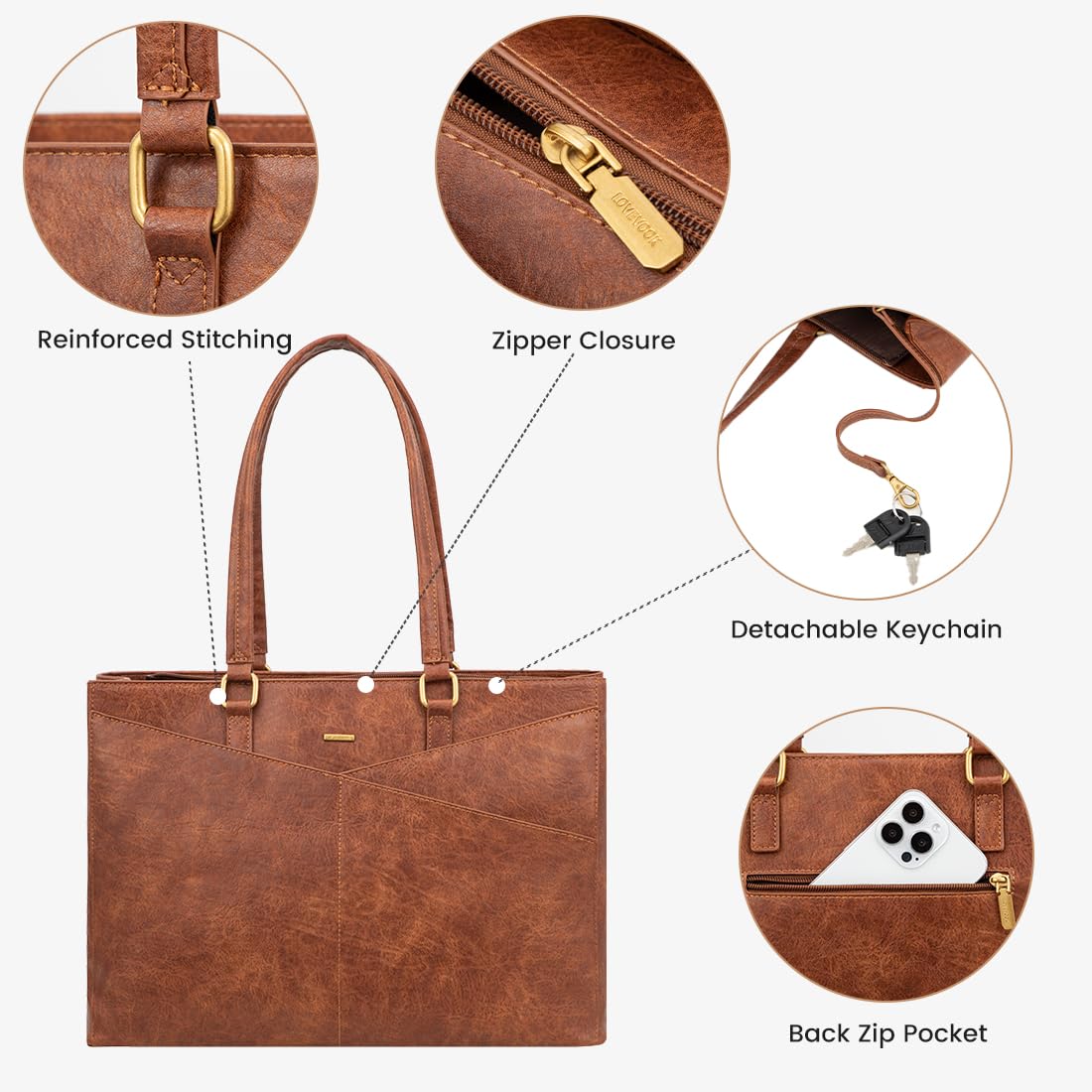 Foto 7 pulgar | Bolsa Para Portátil Lovevook Para Mujer  15.6 Pulgadas  Piel Impermeable  Marrón - Venta Internacional.