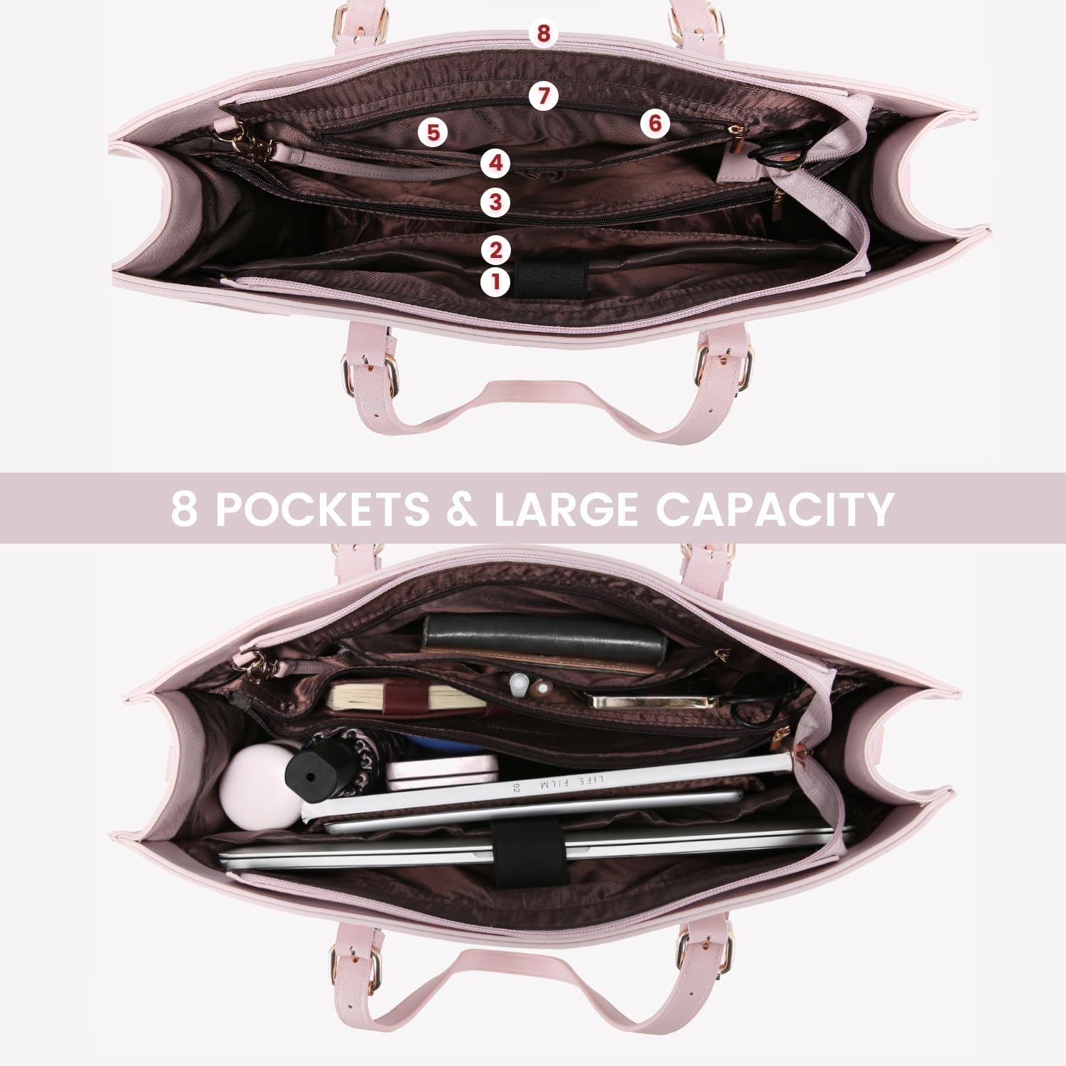 Foto 2 | Bolsa Para Portátil Lovevook Para Mujer De 17.3 Pulgadas Con Bolso De Mano  Color Marrón - Venta Internacional.
