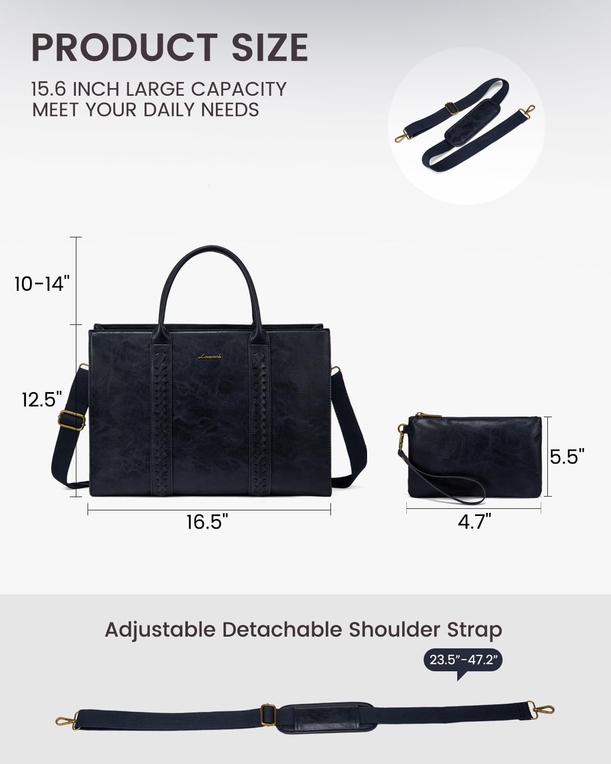 Foto 3 | Bolsa De Mano Para Portátil Lovevook  Piel Vintage  15.6 Pulgadas  Azul Oscuro - Venta Internacional.