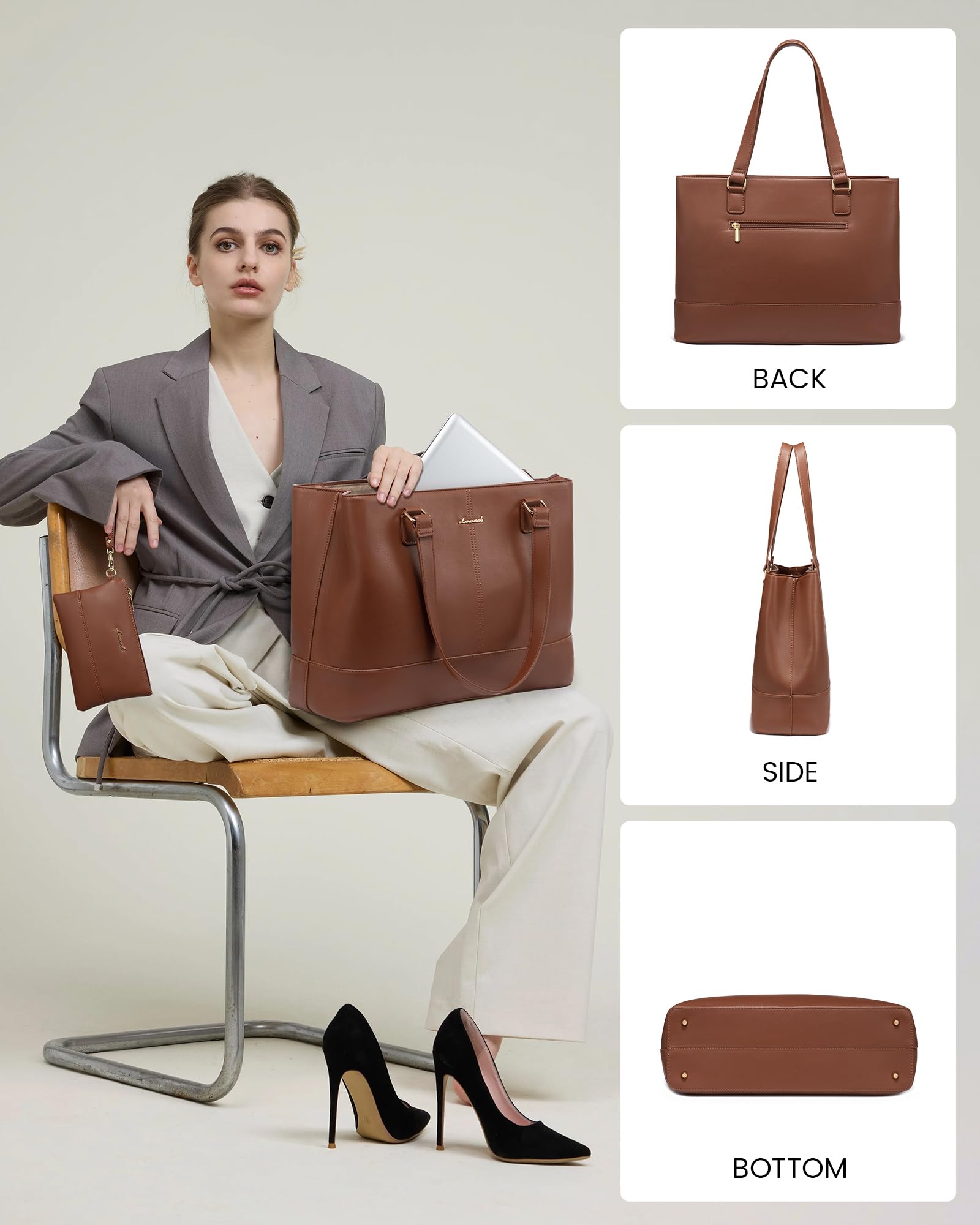 Foto 7 | Bolsa De Mano Para Portátil Lovevook Para Mujer De 15.6 Pulgadas  Piel Impermeable - Venta Internacional.